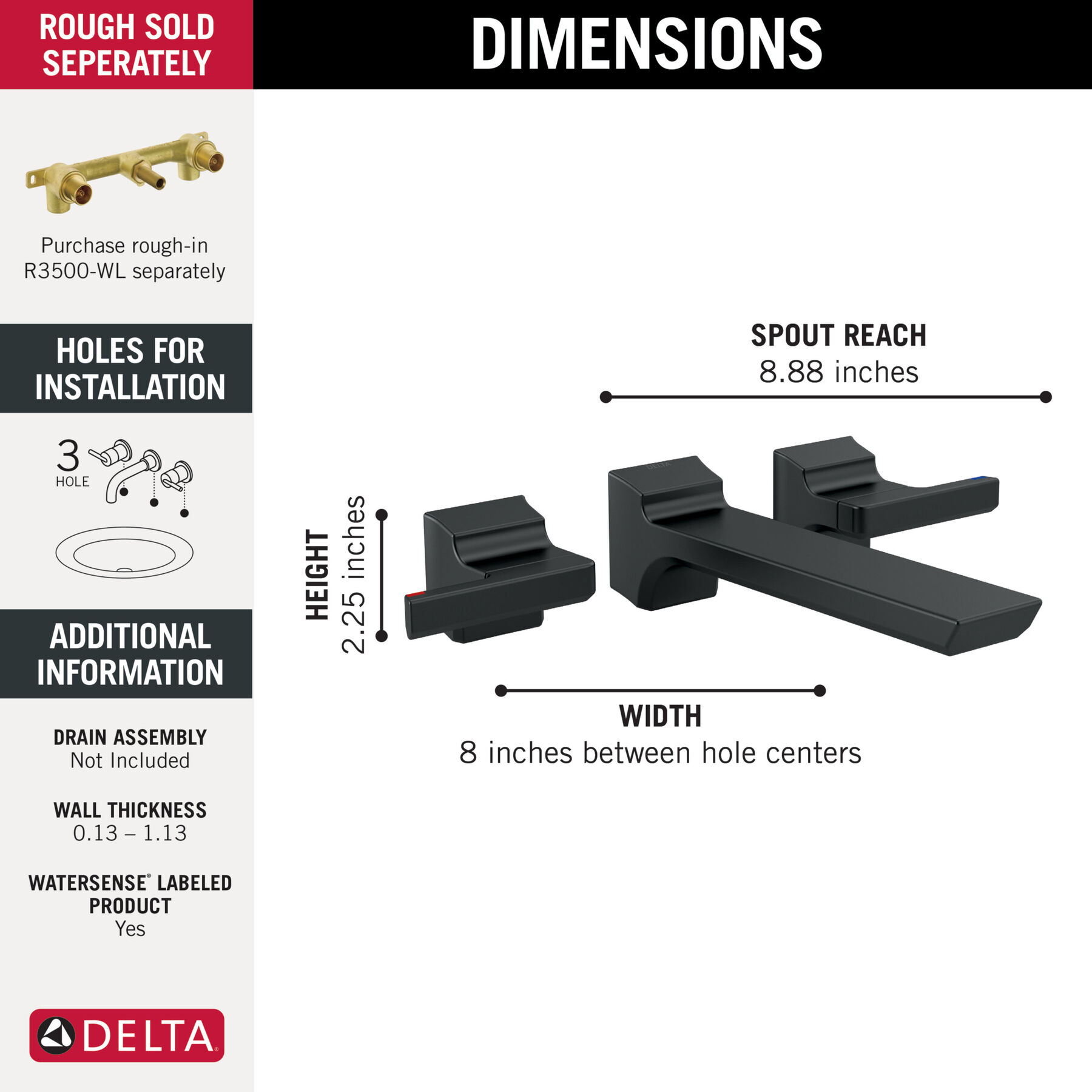 Wall-Mount Bathroom Faucet Trim (Recertified)