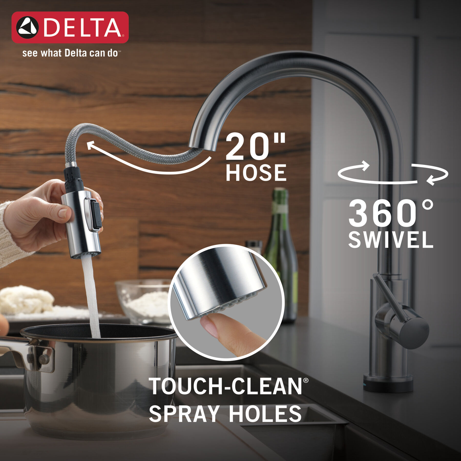 Single Handle Pull-Down Kitchen Faucet with Touch (Recertified), image 7
