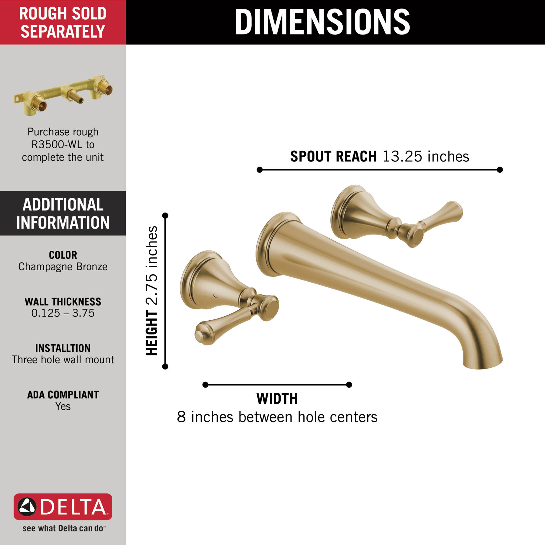 Wall Mounted Tub Filler (Recertified), image 2