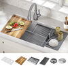 30” Workstation Kitchen Sink Undermount Stainless Steel Single Bowl with WorkFlow™ Ledge and Accessories
