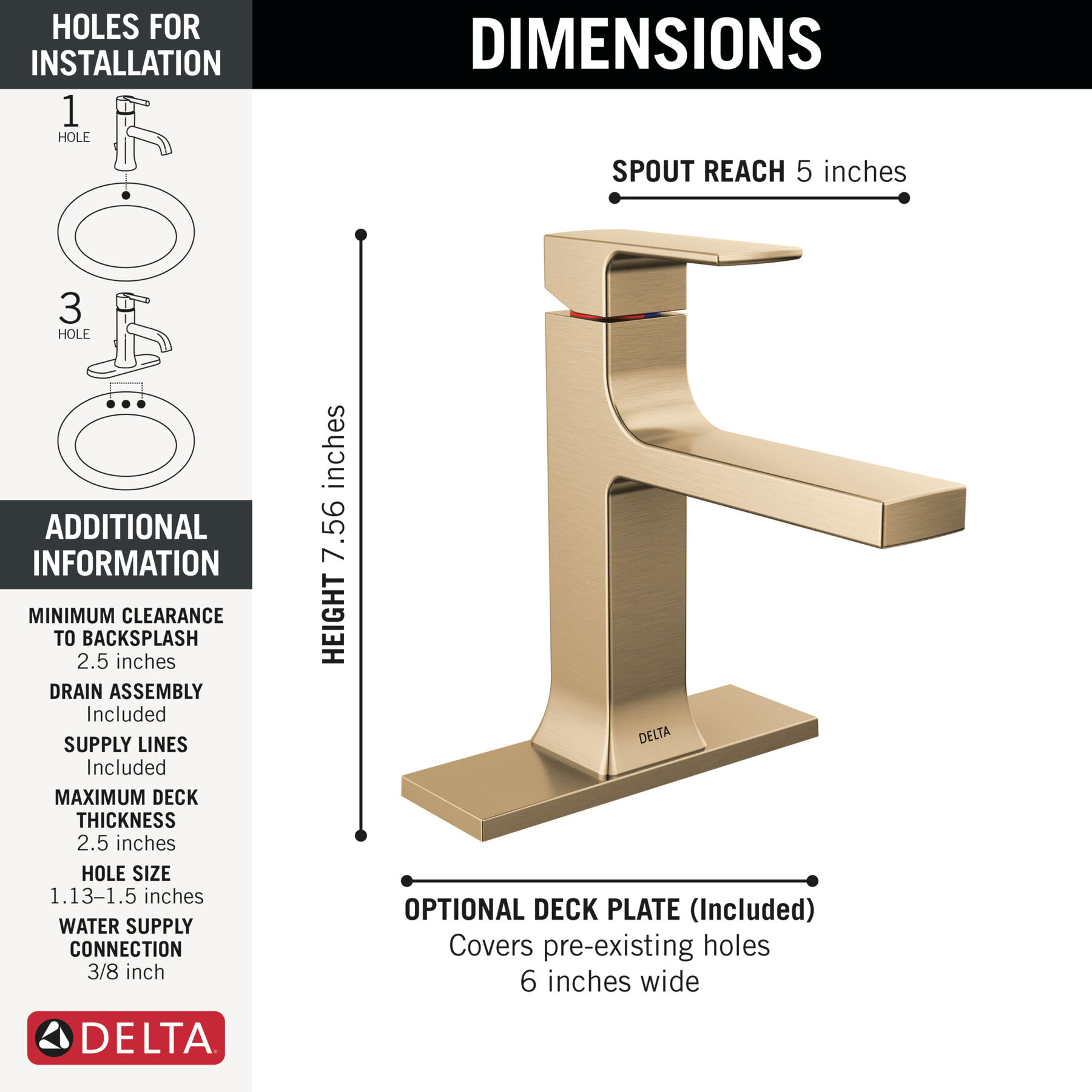 Single Handle Bathroom Faucet (Recertified), image 1