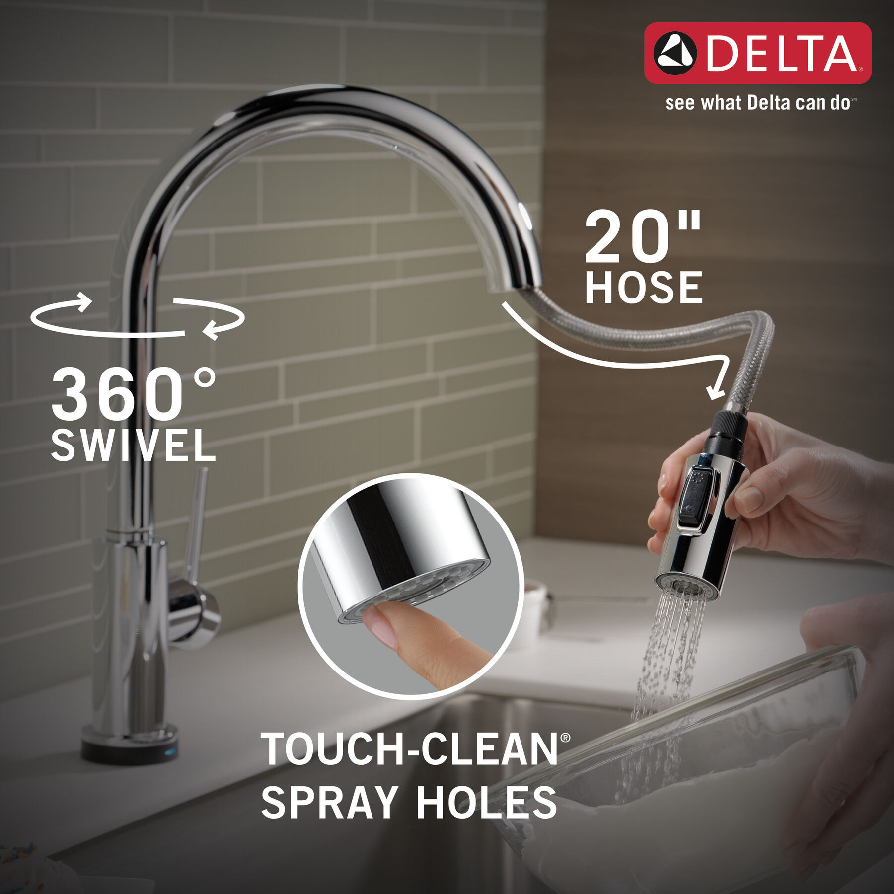 Single Handle Pull-Down Kitchen Faucet with Touch<sub>2</sub>O® Technology, image 12
