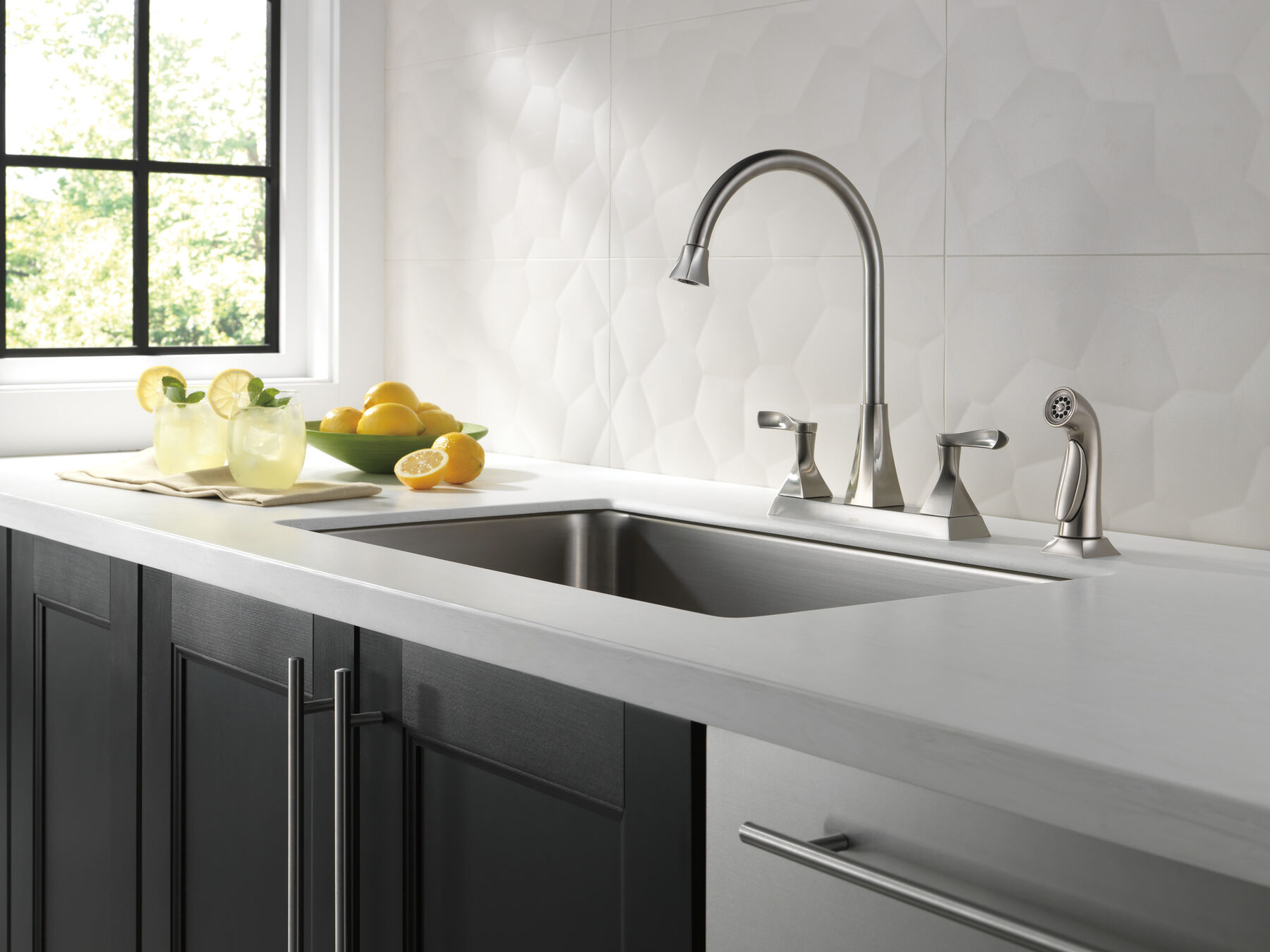 Two Handle Kitchen Faucet with Spray, image 3