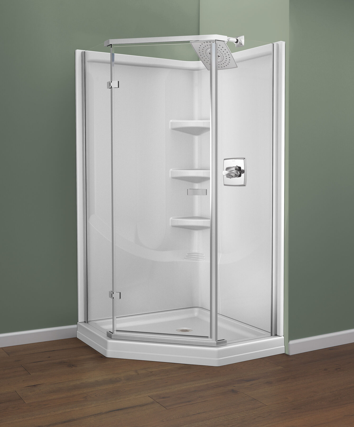 38" Frameless Neo Angle Shower Enclosure, image 1