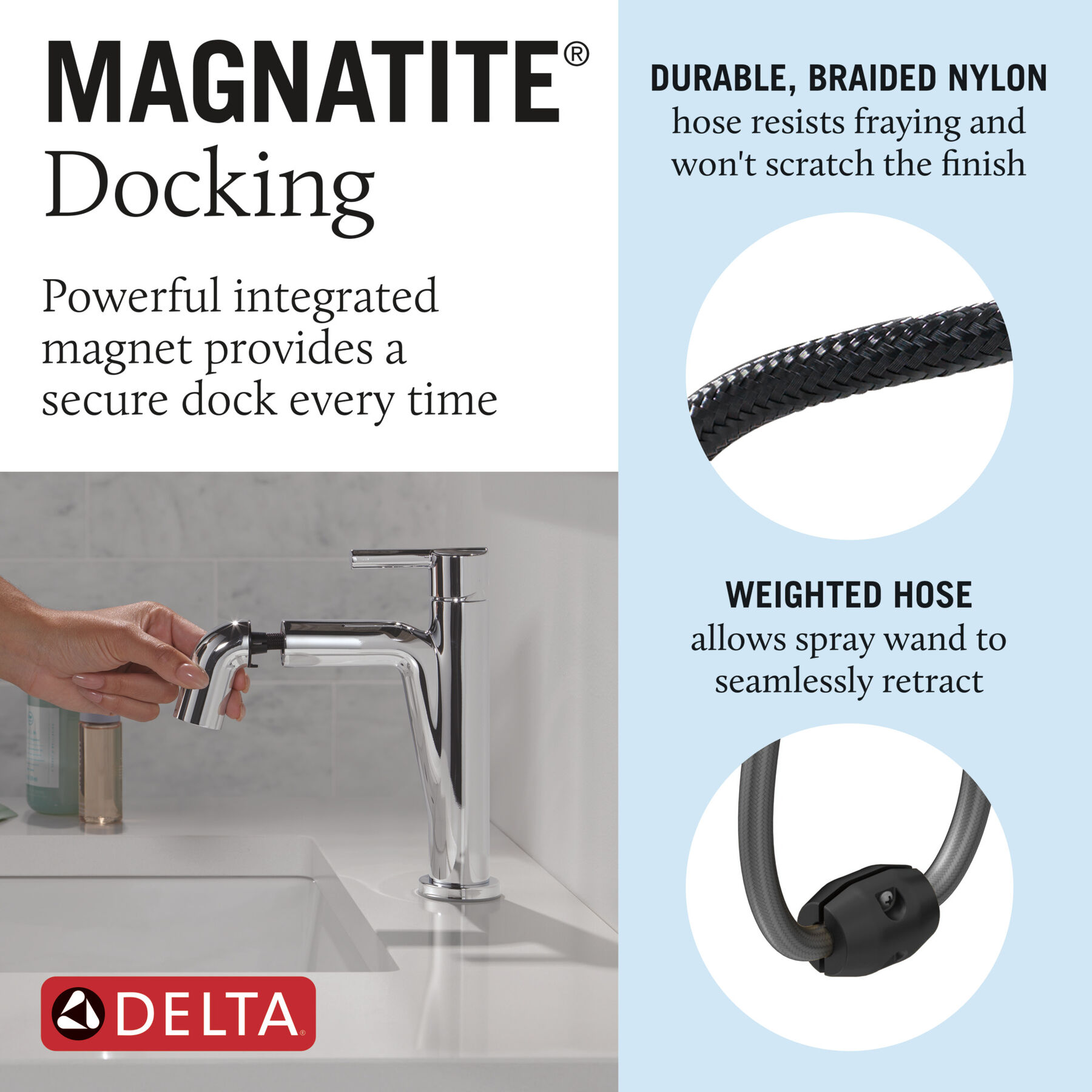 Single Handle Pull-Down Bathroom Faucet, image 9