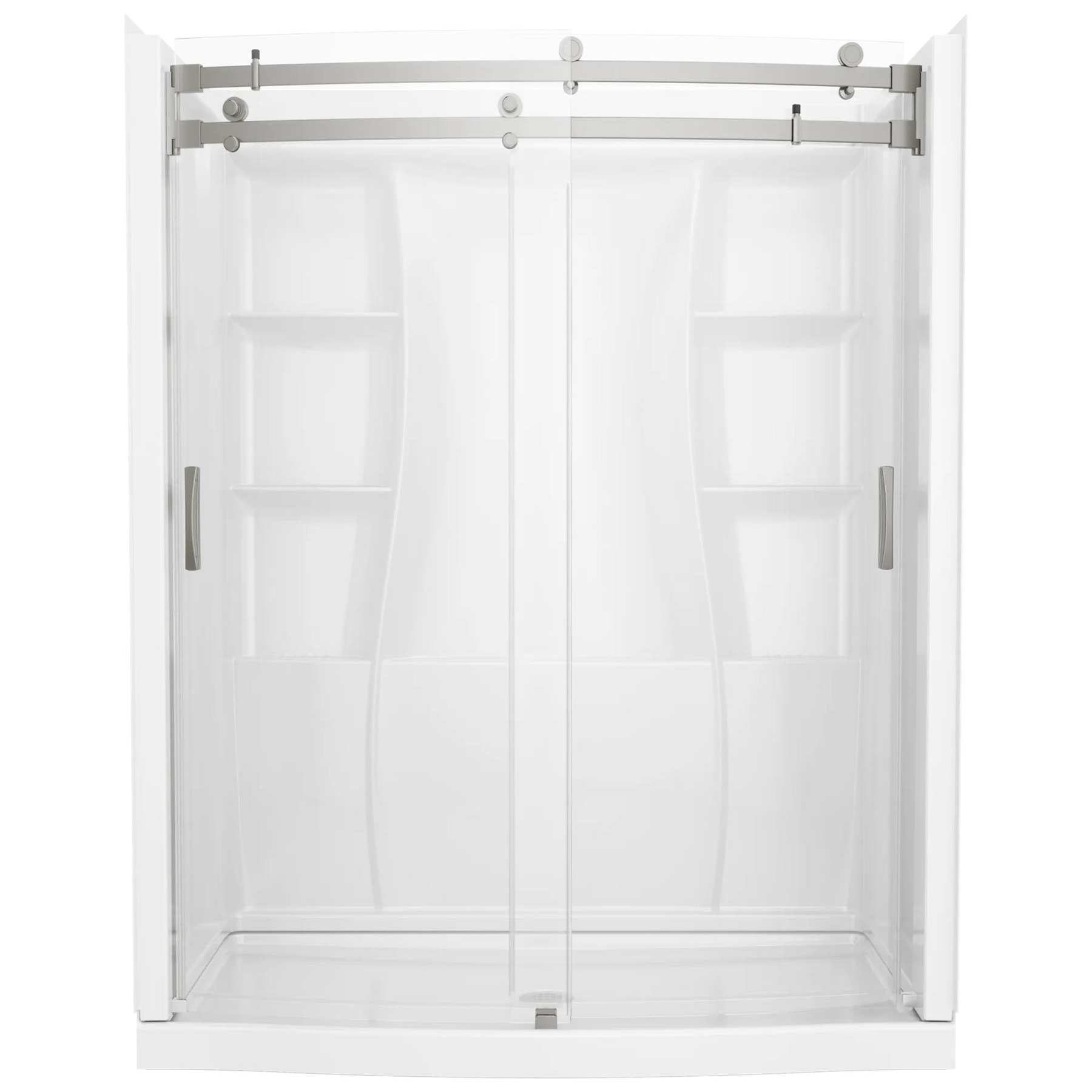 60x32 Alcove Shower Bundle with Door - Center Drain Curve