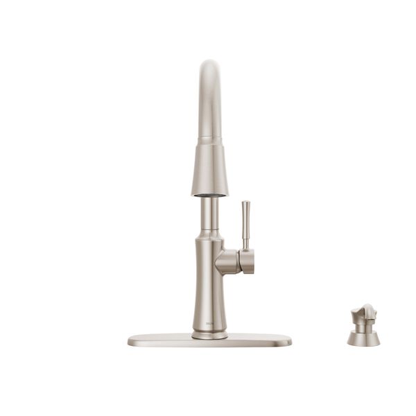 Single Handle Pull-Down Kitchen Faucet with Soap Dispenser and ShieldSpray Technology