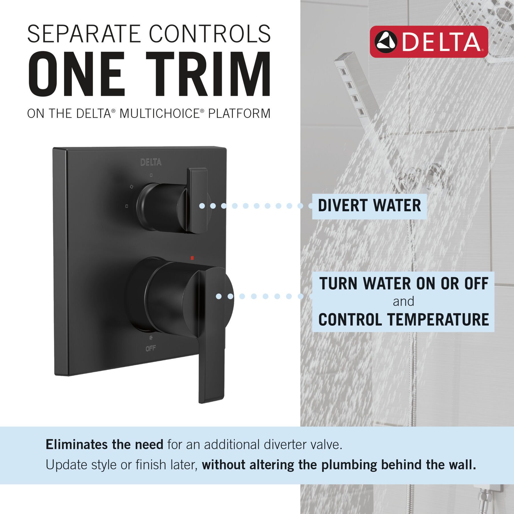 Angular Modern Monitor® 14 Series Valve Trim with 3-Setting Integrated Diverter, image 12