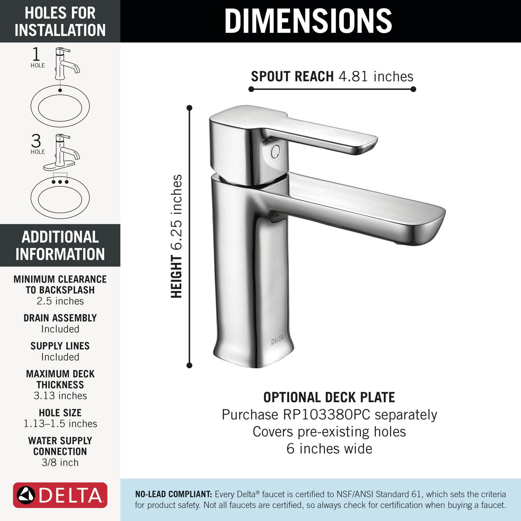 Single Handle Project-Pack Bathroom Faucet, image 1