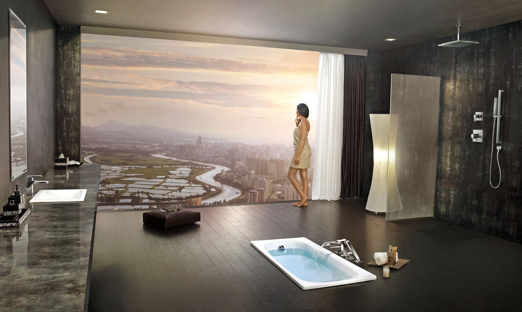 Channel Roman Tub With Hand Shower Trim, image 1