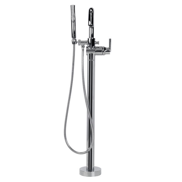 Single Handle Floor Mount Tub Filler Trim with Hand Shower (Recertified)