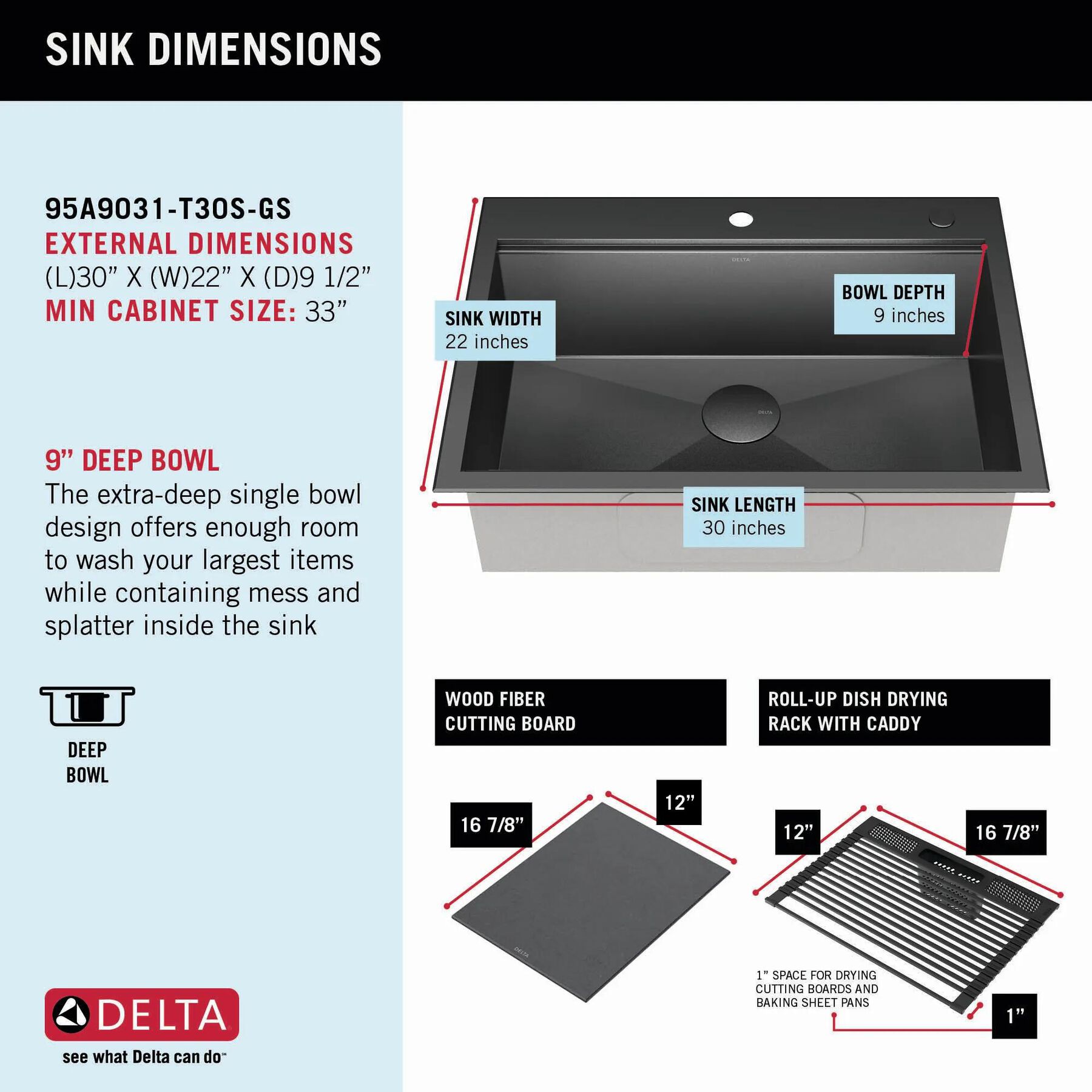 30&rdquo; Drop-In Top Mount&nbsp;16 Gauge Workstation Kitchen Sink Single Bowl&nbsp;with WorkFlow&trade; Ledge and Accessories