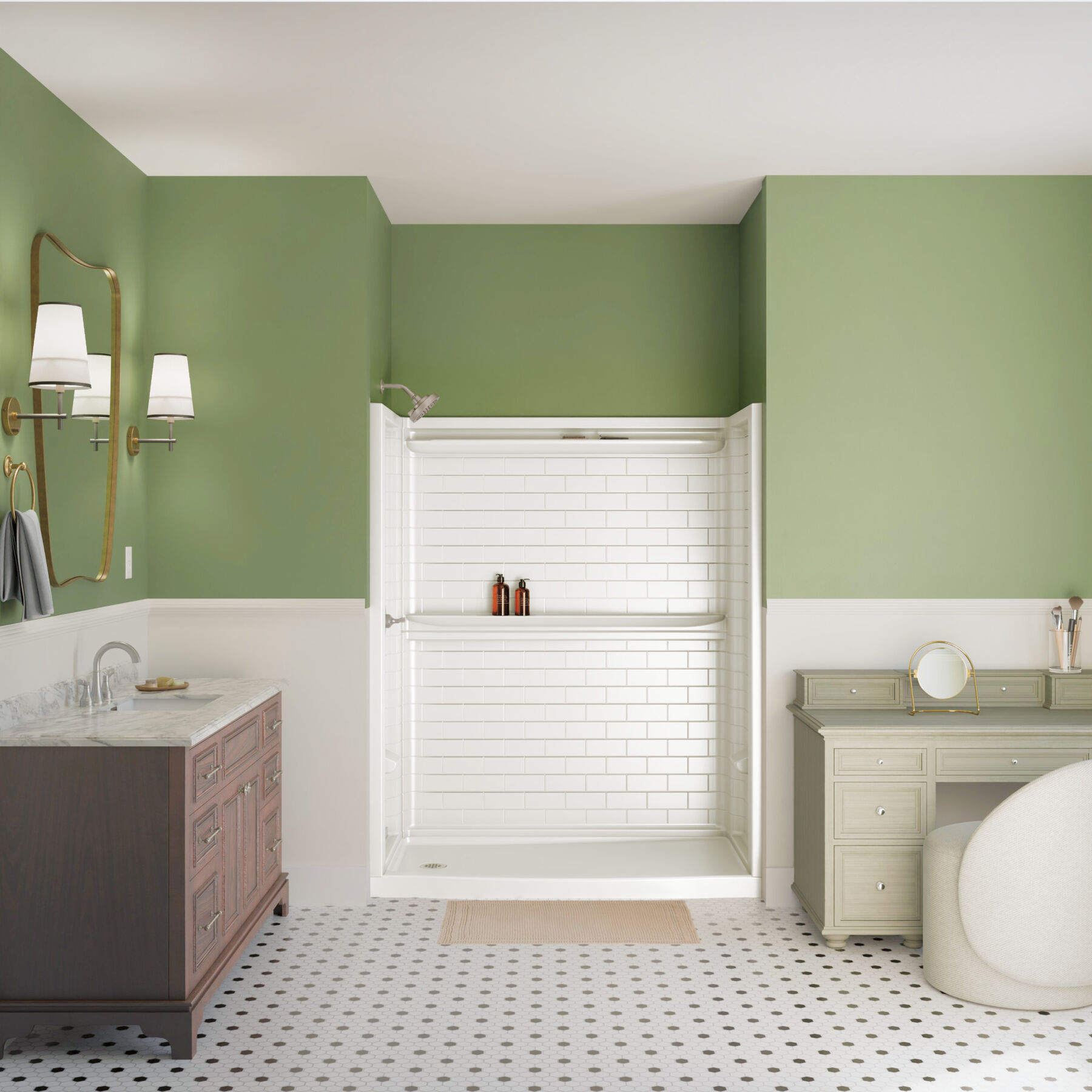 60x32 Alcove Shower Base with Tile Wall Bundle - Left Drain Curve, image 2