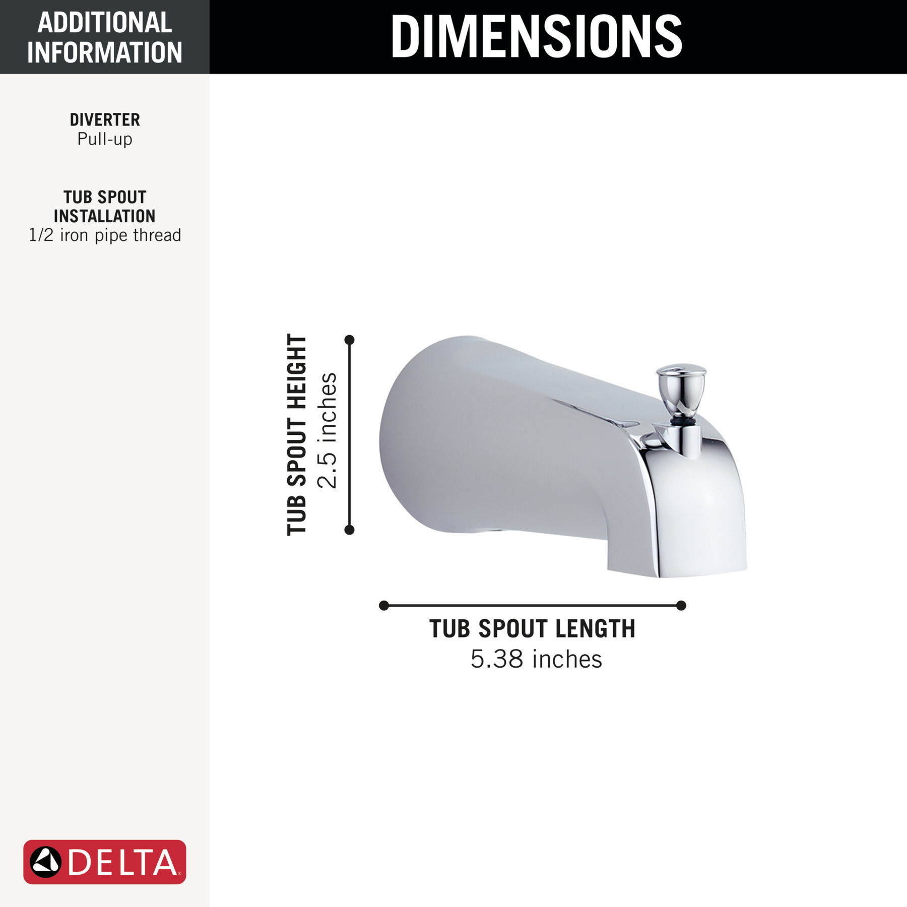 Tub Spout - Pull-Up Diverter, image 1