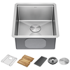 17” Workstation Undermount Single Bowl 16 Gauge Stainless Steel Bar Prep Kitchen Sink with WorkFlow™ Ledge and Accessories