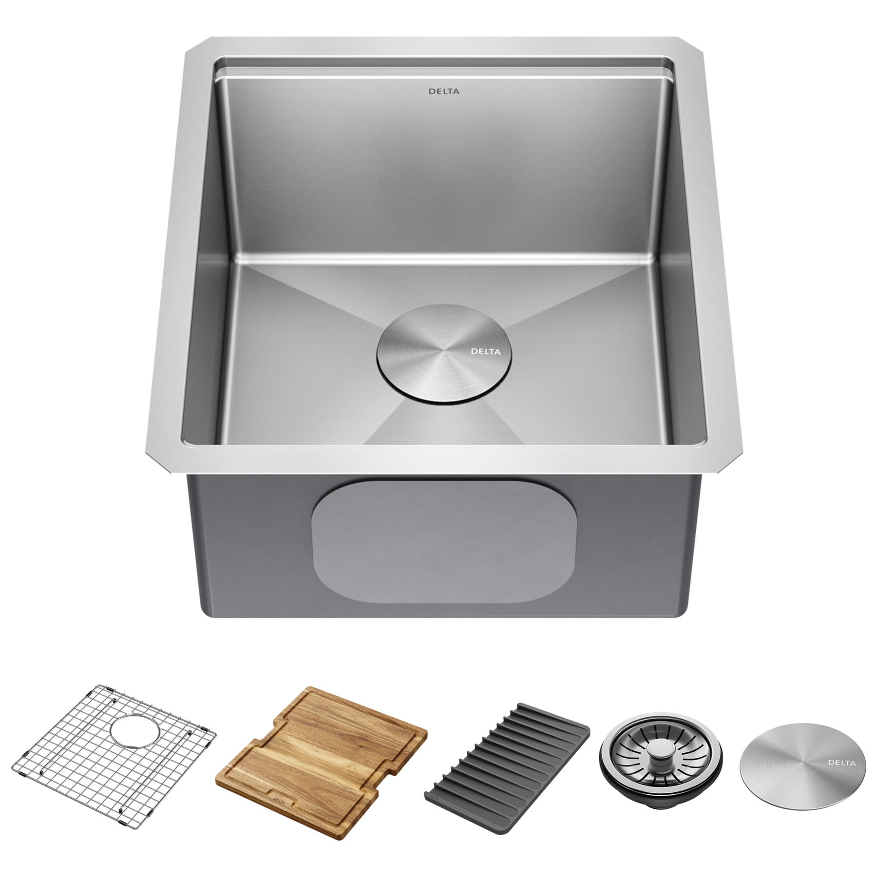17” Workstation Undermount Single Bowl 16 Gauge Stainless Steel Bar Prep Kitchen Sink with WorkFlow™ Ledge and Accessories