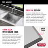 25” Workstation Kitchen Sink Drop-In Top Mount 16 Gauge Stainless Steel Single Bowl with WorkFlow™ Ledge and Accessories