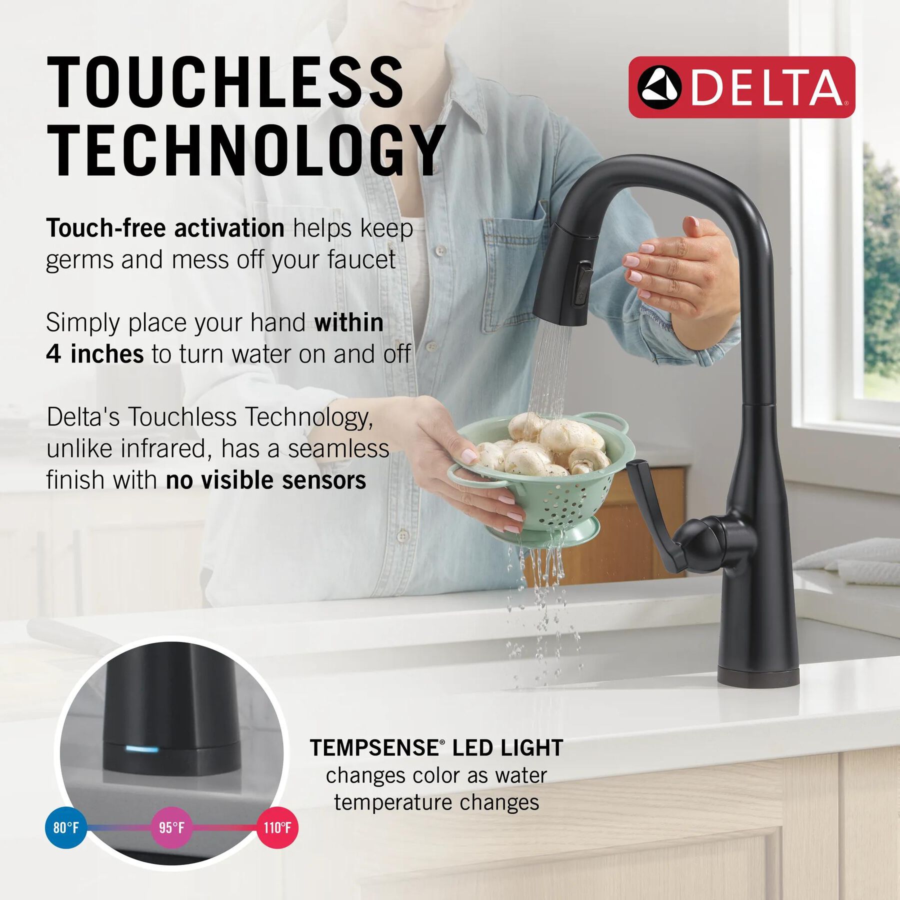 Touch<sub>2</sub>O&reg; Technology Kitchen Faucet with Touchless Technology