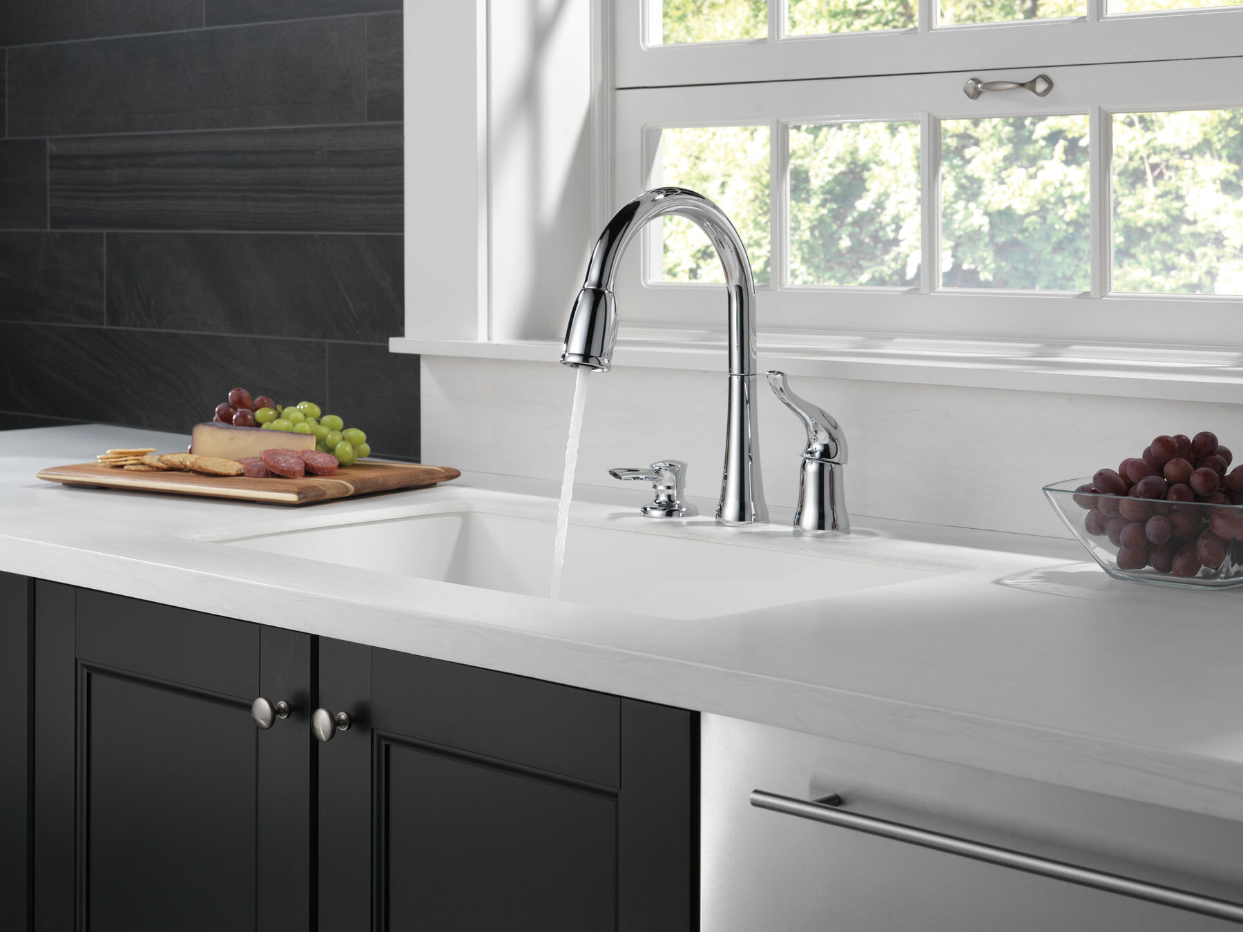 Single Handle Pull-Down Kitchen Faucet with Soap Dispenser, image 5