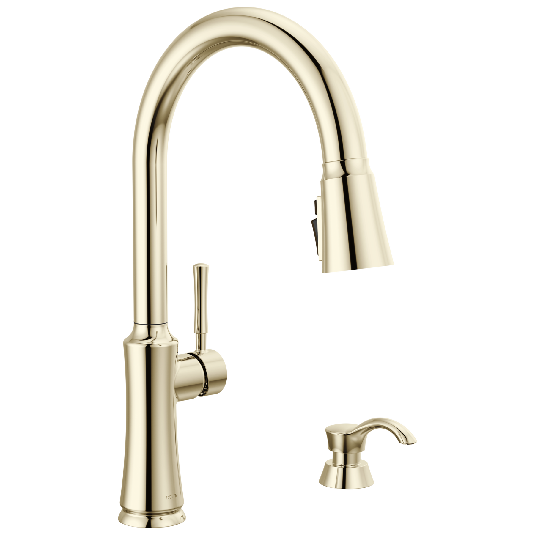 Single Handle Pull-Down Kitchen Faucet with Soap Dispenser and ShieldSpray Technology