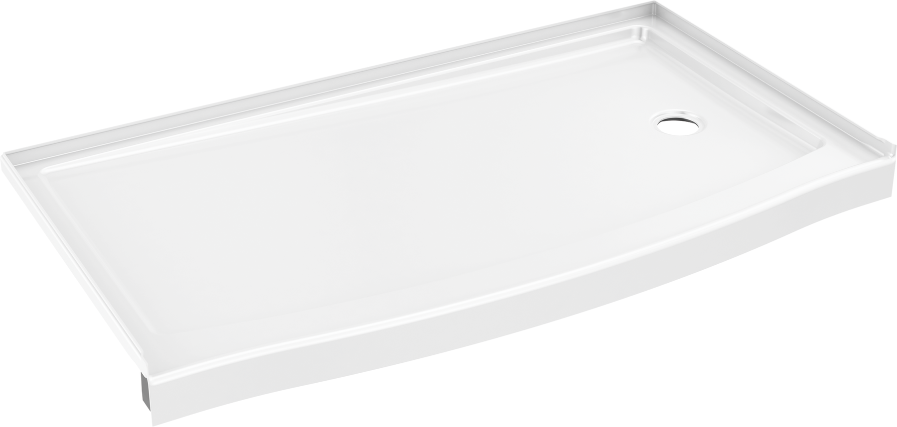 60 x 32" Curved Alcove Shower Base with Right Drain, image 9