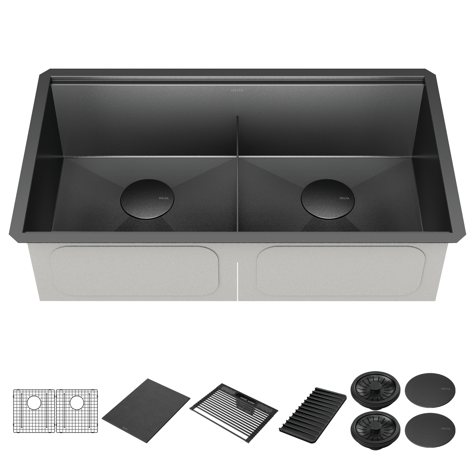 33” Undermount 16 Gauge Workstation Kitchen Sink Double Bowl with WorkFlow™ Ledge and Accessories