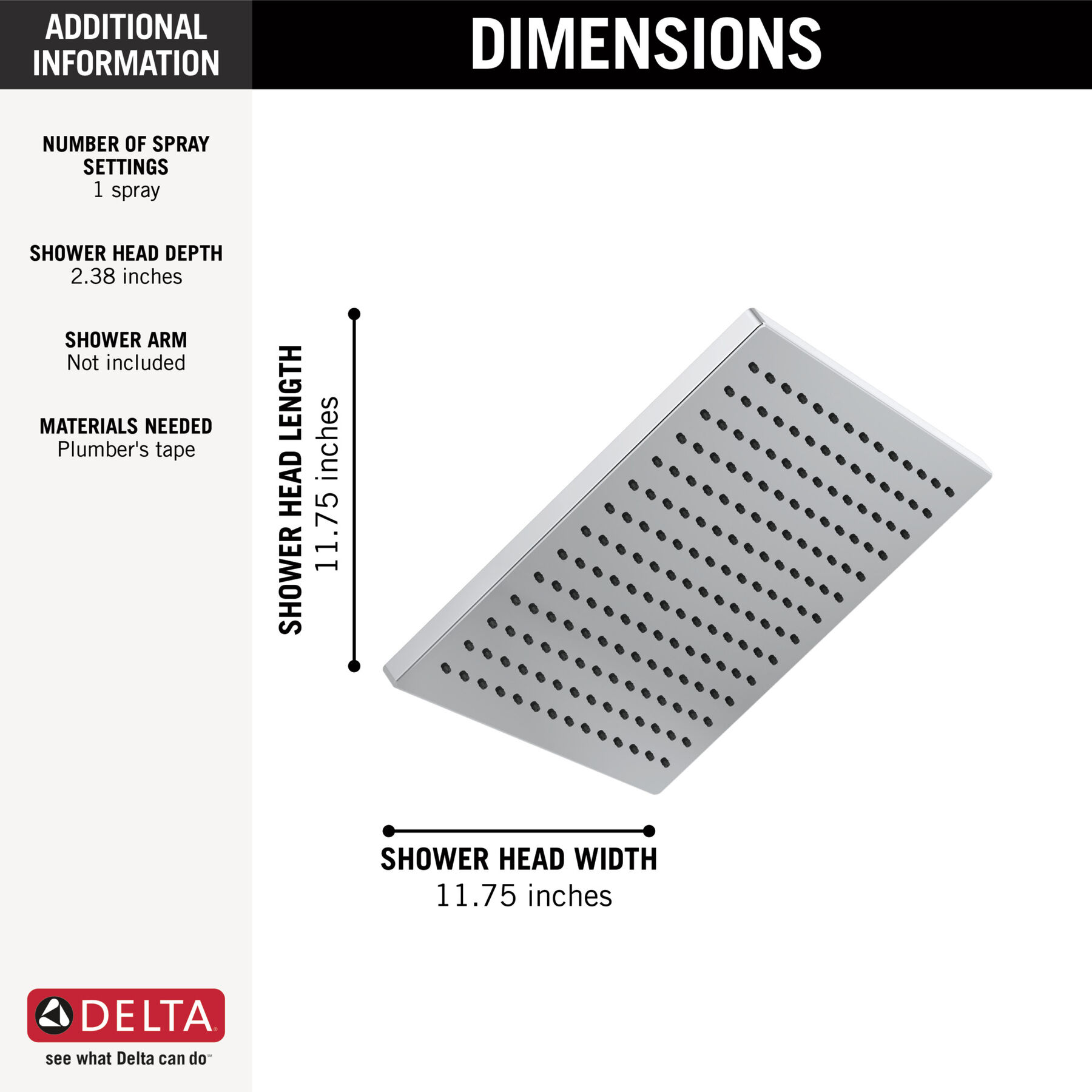 Single-Setting Metal Raincan Shower Head, image 1
