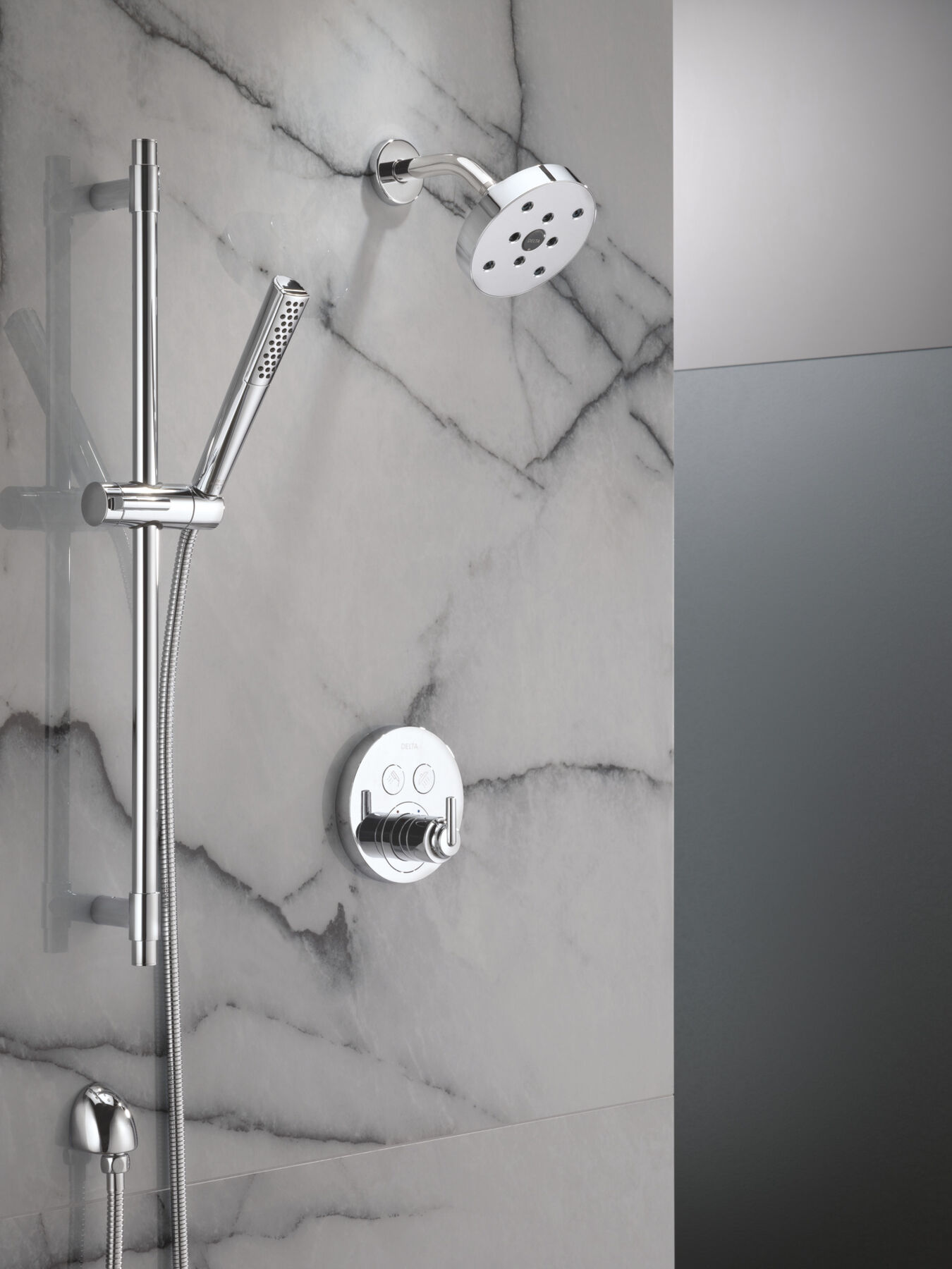 Round Contemporary Push-Button Shower