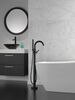 Single Handle Floor Mount Tub Filler Trim with Hand Shower (Recertified)