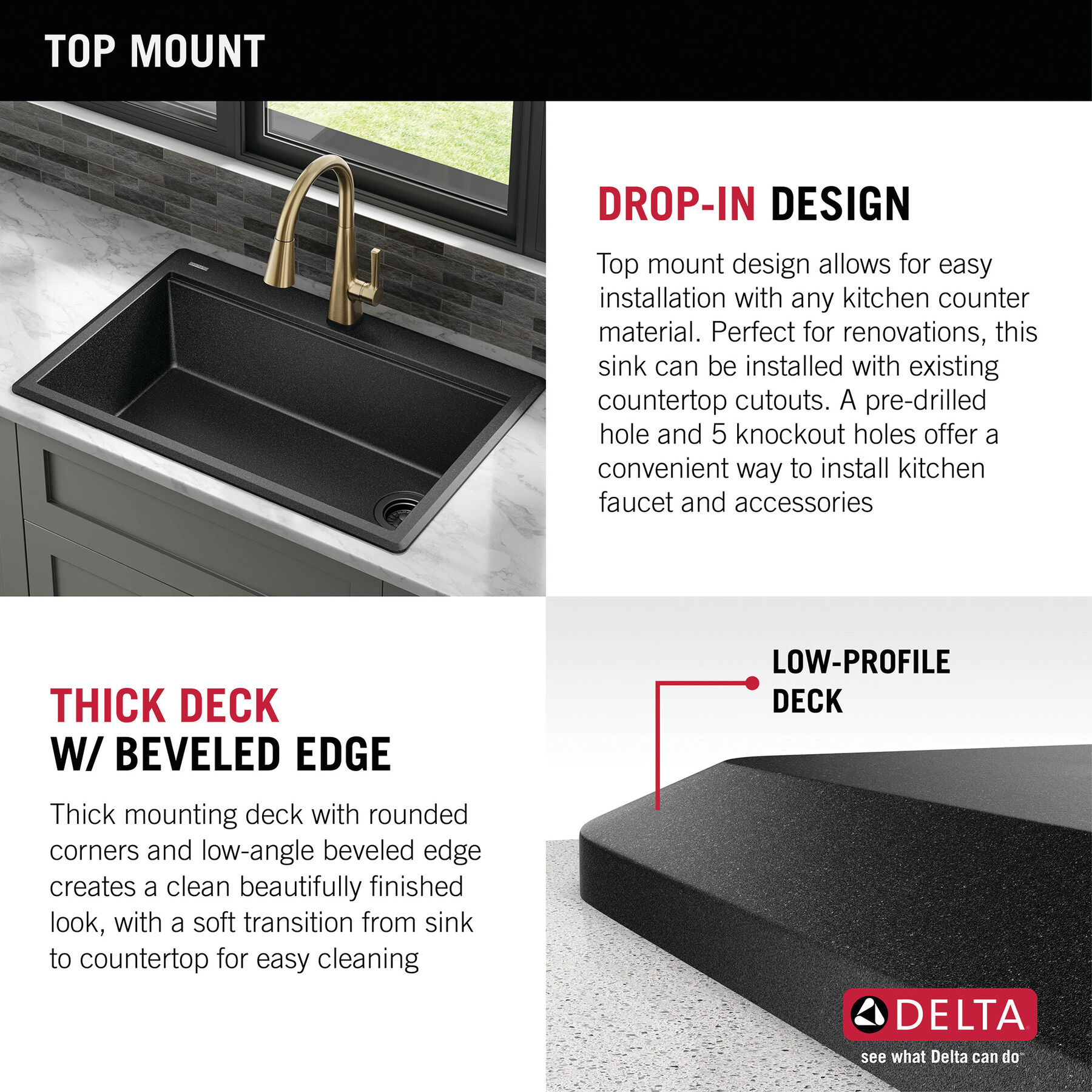 33” Granite Composite Workstation Kitchen Sink Drop-In Top Mount Single Bowl with WorkFlow™ Ledge and Accessories, image 13