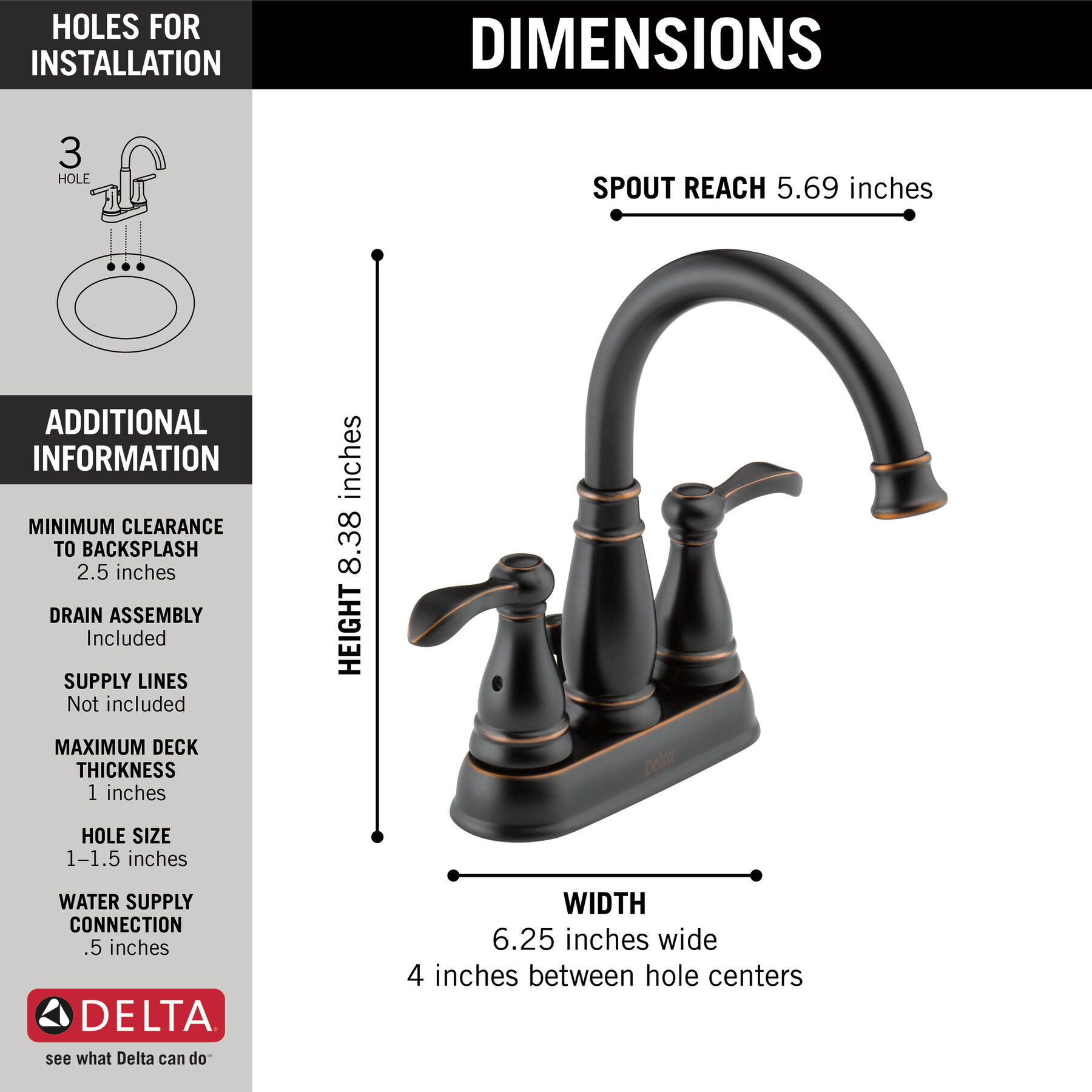 Two Handle Centerset Bathroom Faucet (Recertified), image 1