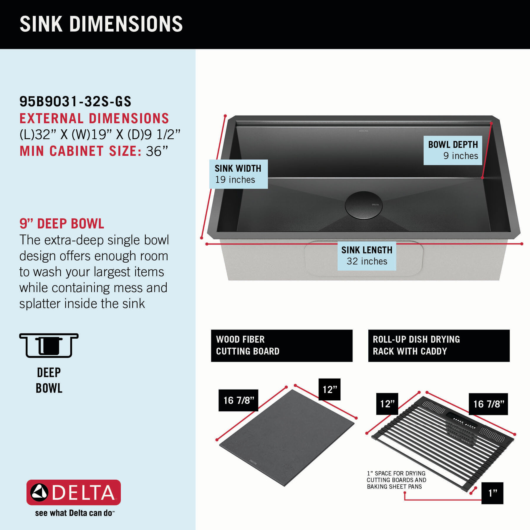 32” Undermount 16 Gauge Workstation Kitchen Sink Single with WorkFlow™ Ledge and Accessories, image 9