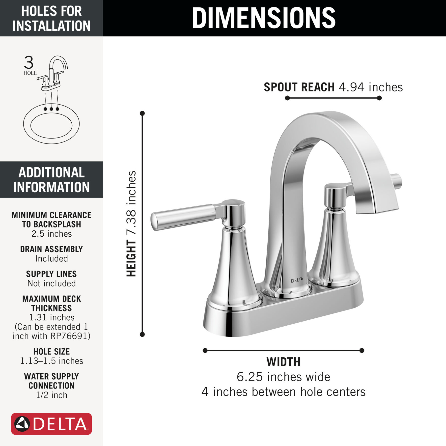 Two Handle Centerset Bathroom Faucet, image 1