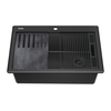 30” Granite Composite Workstation Kitchen Sink Drop-In Top Mount Single Bowl with WorkFlow™ Ledge and Accessories in Black