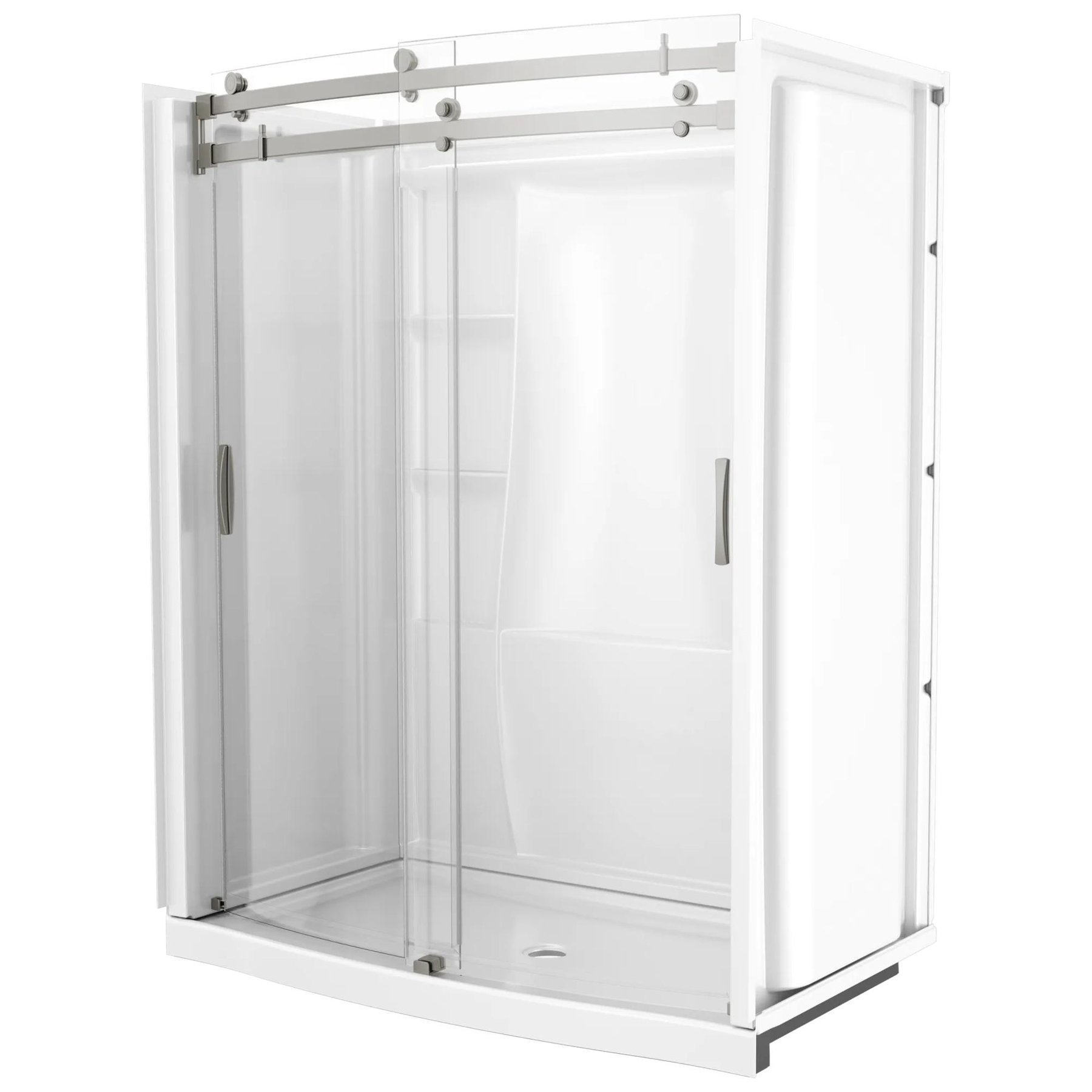 60 x 32" Curved Alcove Shower Base with Center Drain