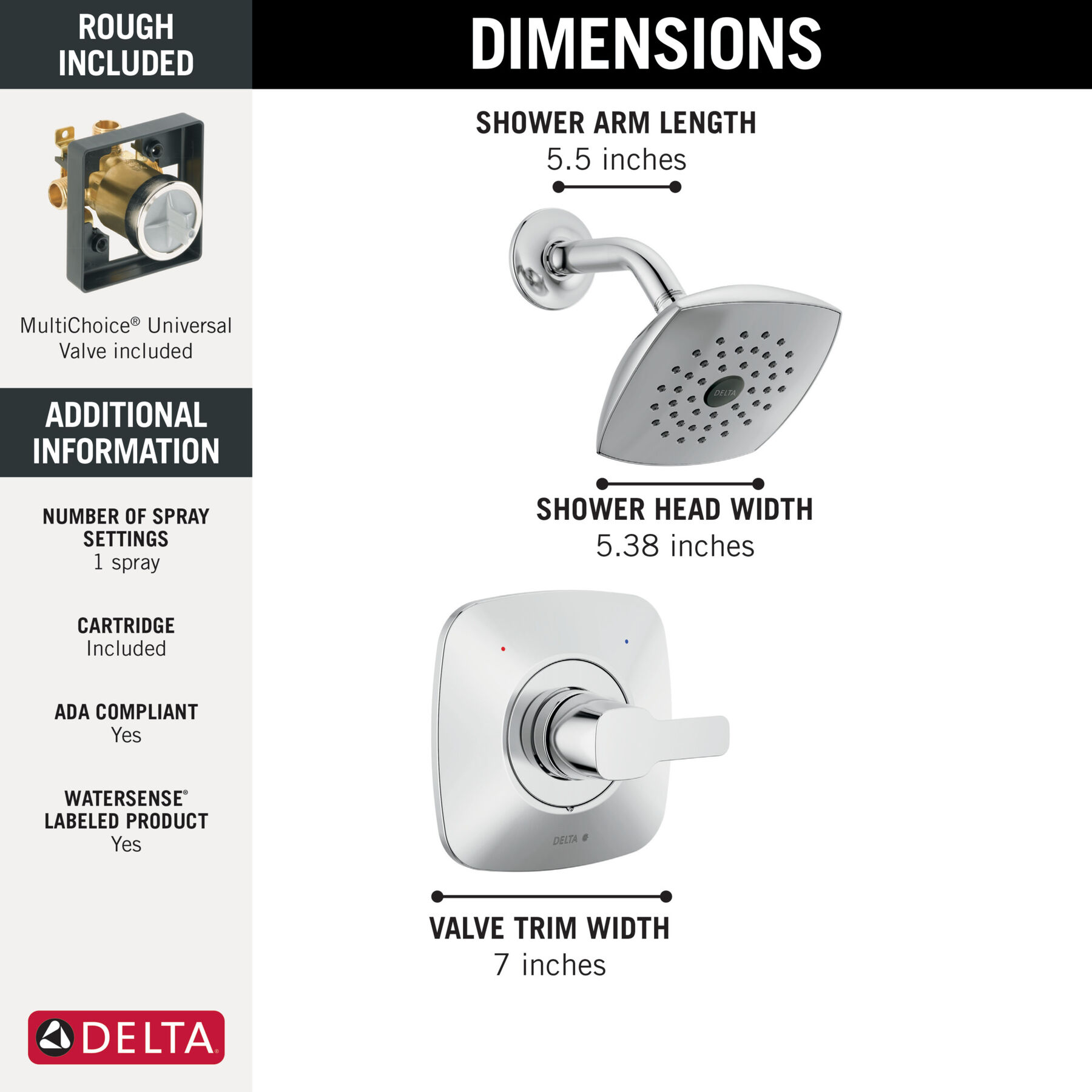 Single-Hole Lavatory Faucet with Shower Trim and Rough Bundle - 14 Series, image 2