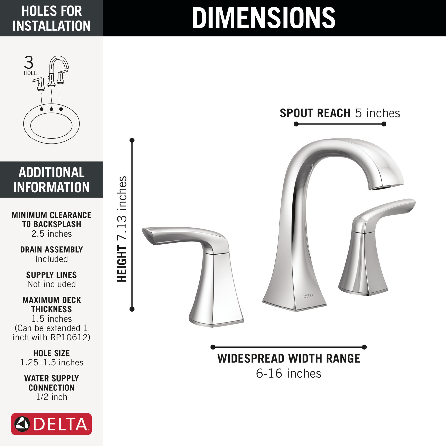 Widespread Lavatory Faucet with 14 Series Tub Shower Trim Bundle, image 2