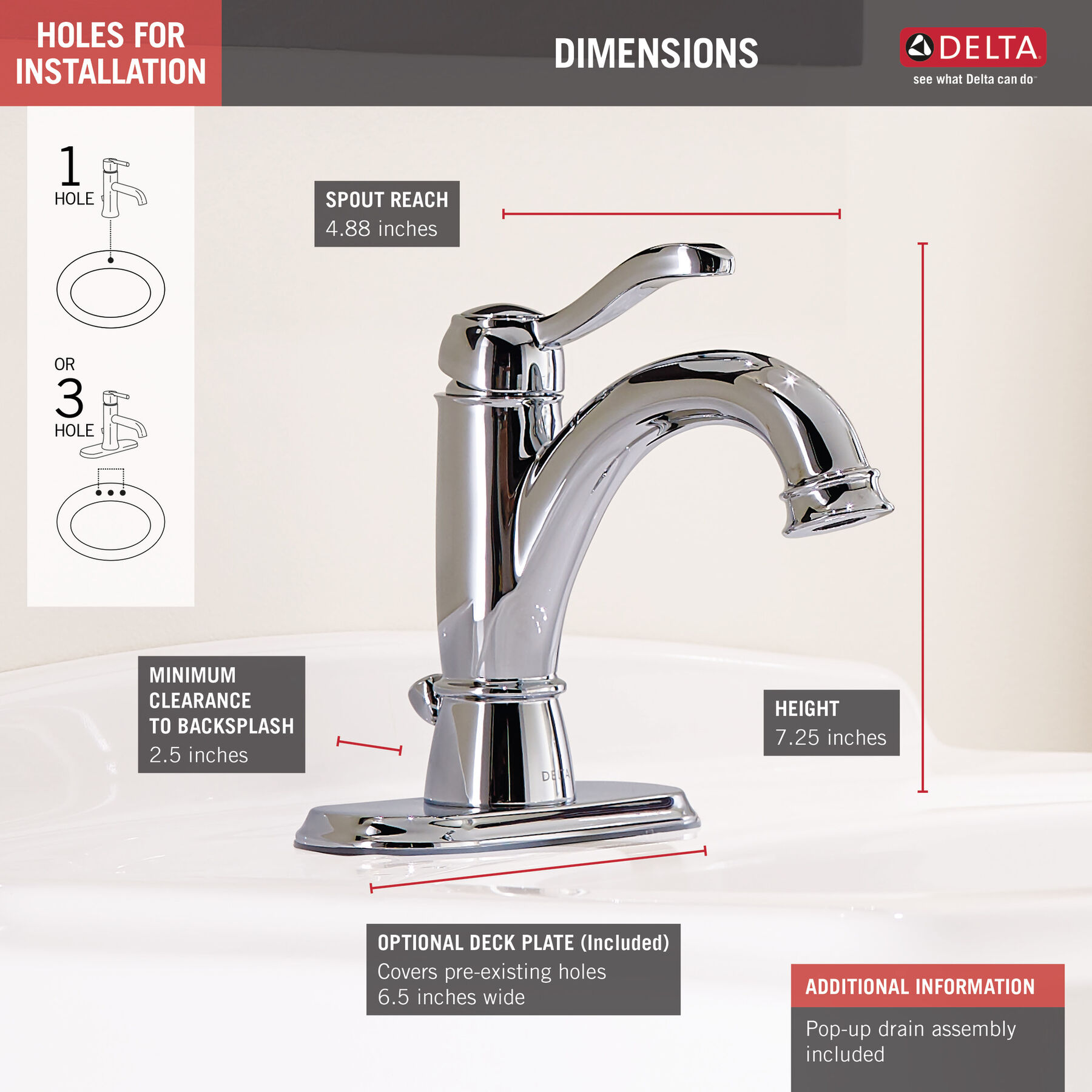 Single Handle Bathroom Faucet, image 2