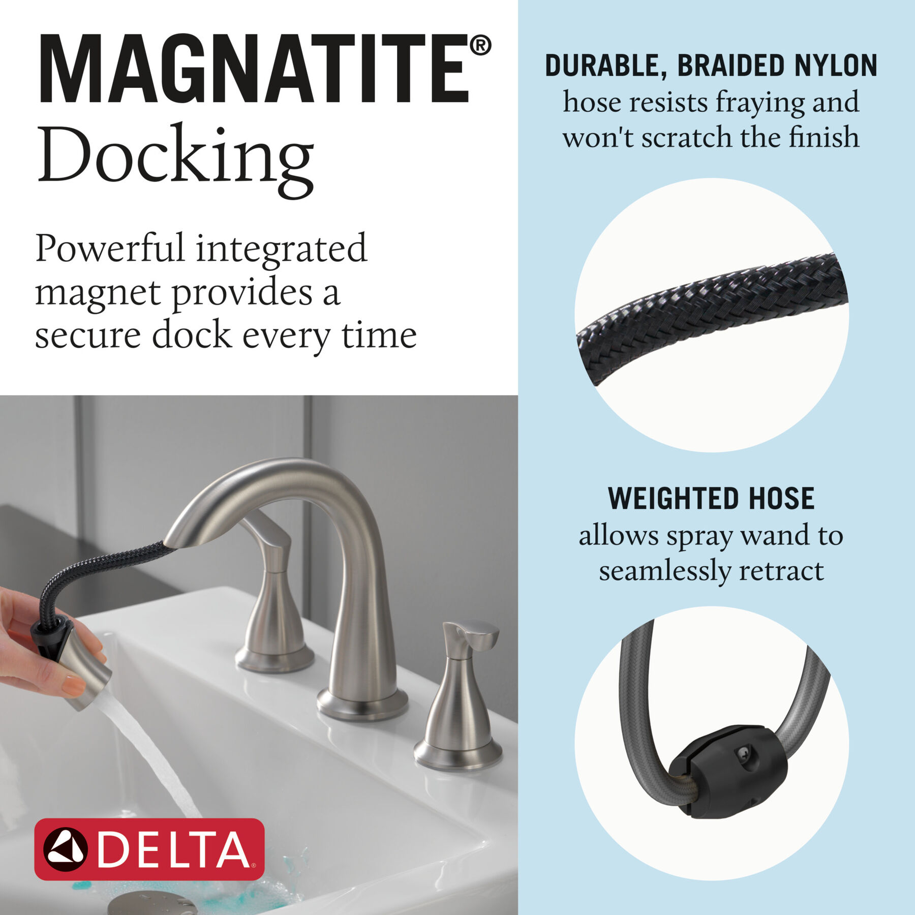 Two Handle Widespread Pull-Down Bathroom Faucet, image 8