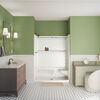 60x32 Alcove Shower Base with Tile Wall Bundle  - Right Seat Center Drain Curve