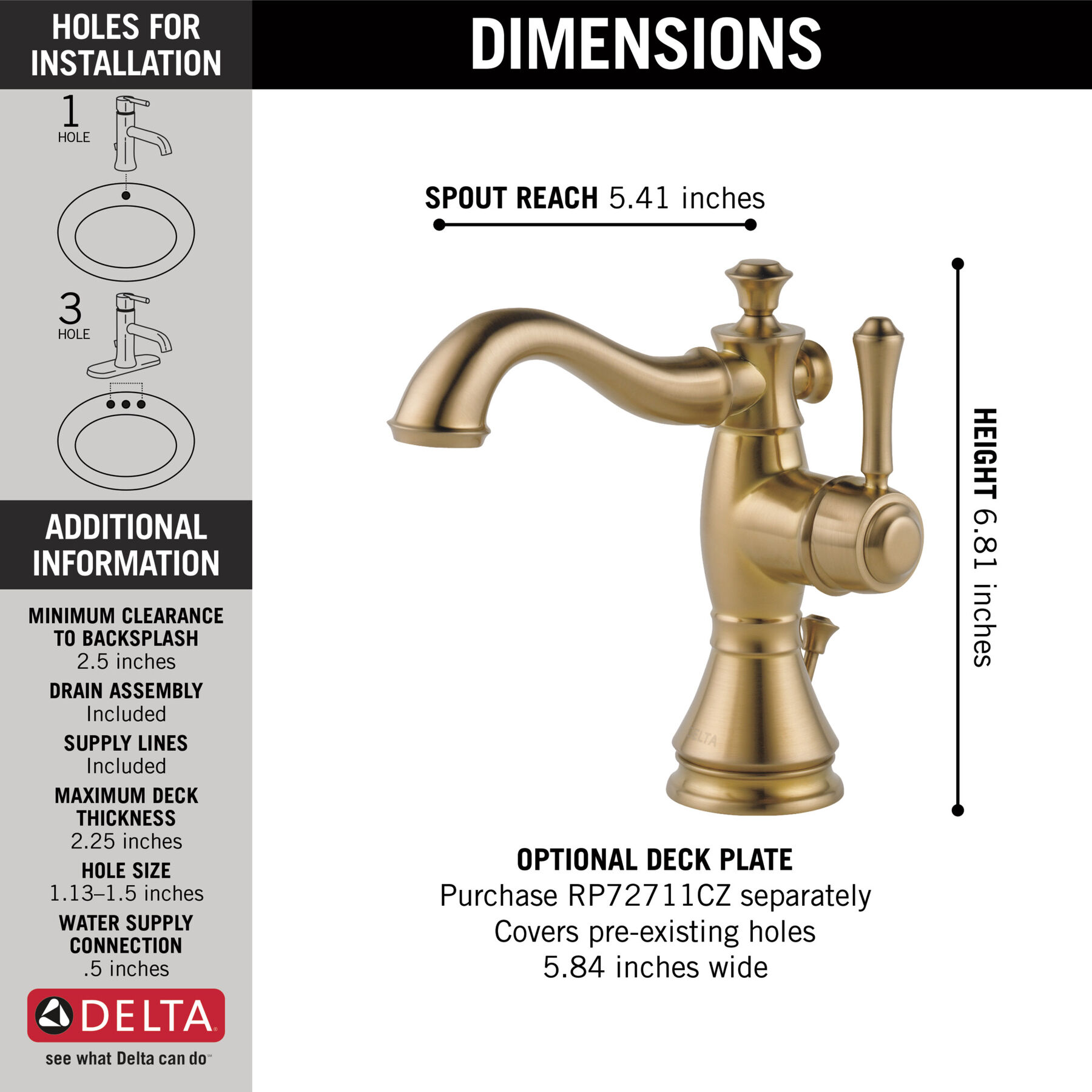 Single Handle Bathroom Faucet (Recertified), image 1