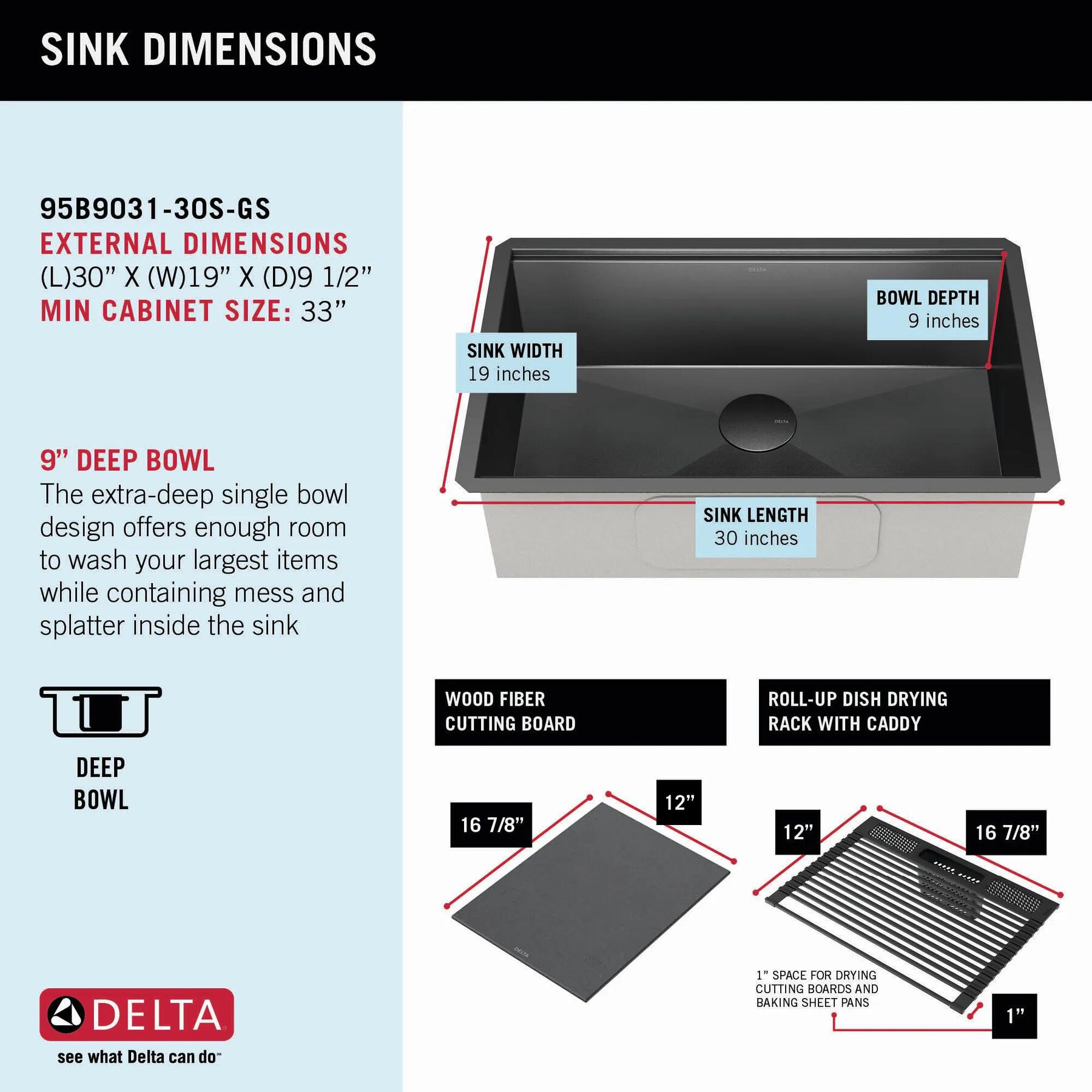 30&rdquo; Undermount 16 Gauge Workstation Kitchen Sink Single Bowl with WorkFlow&trade; Ledge and Accessories