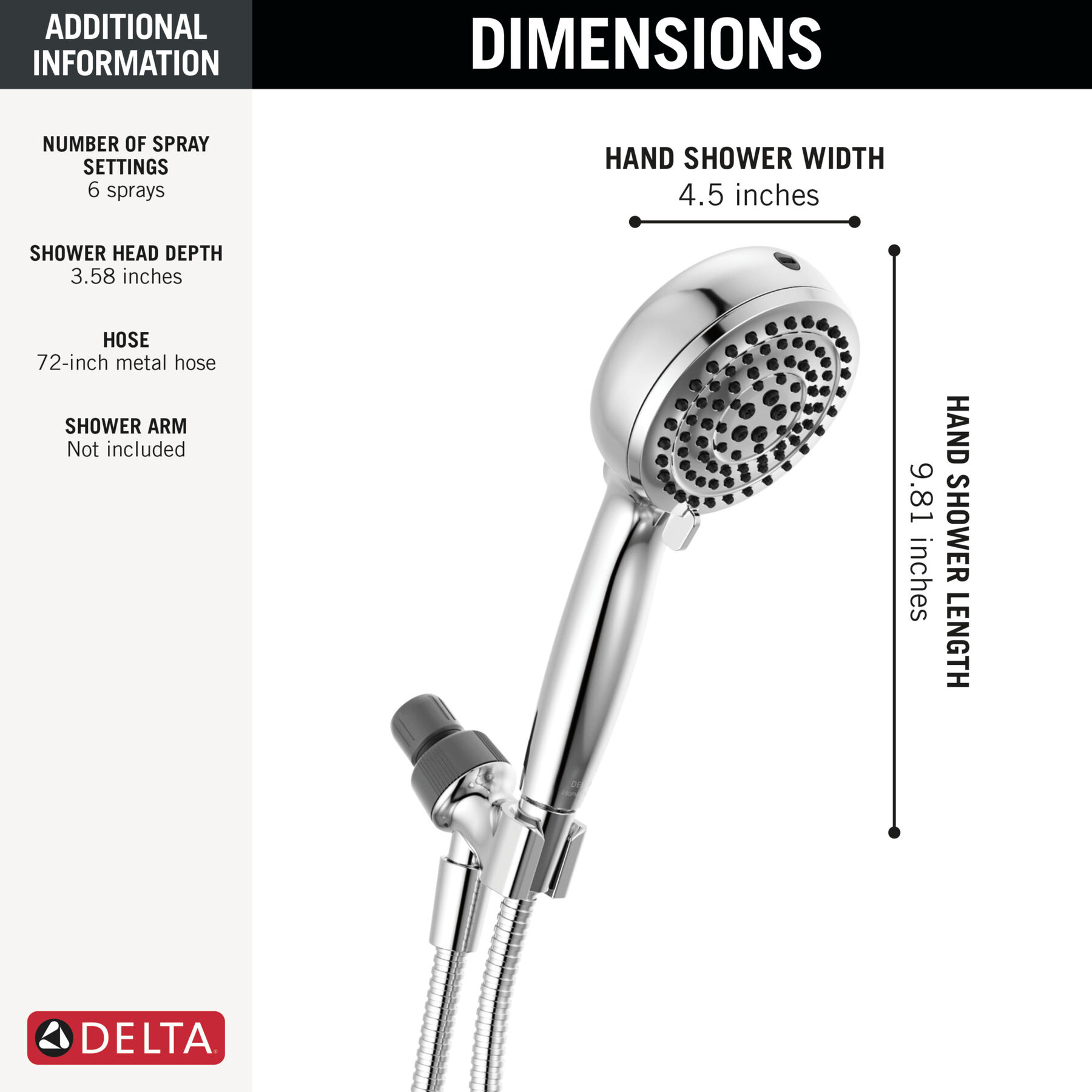6-Setting Hand Shower with Cleaning Spray, image 4