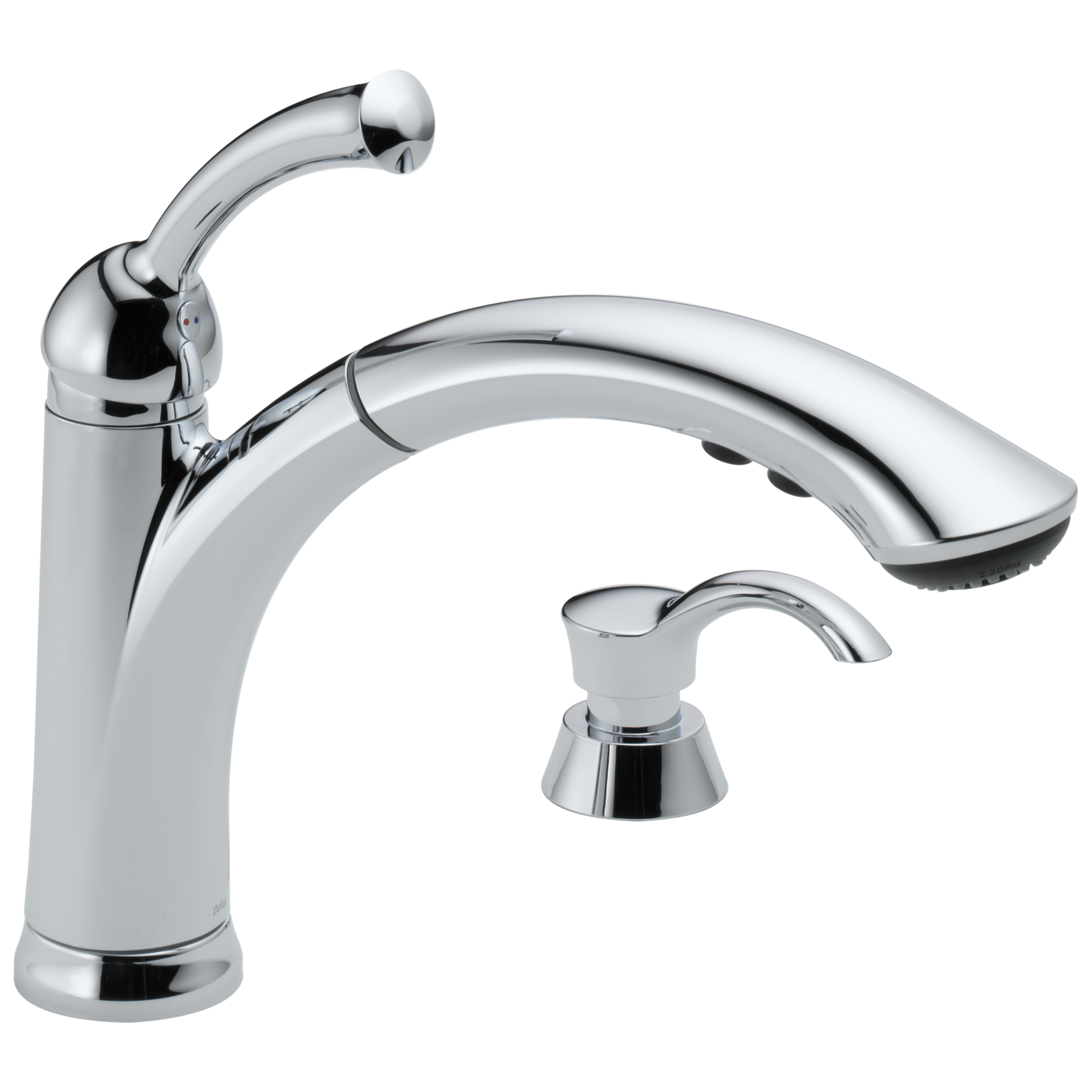 Single Handle Pull-Out Kitchen Faucet with Soap Dispenser