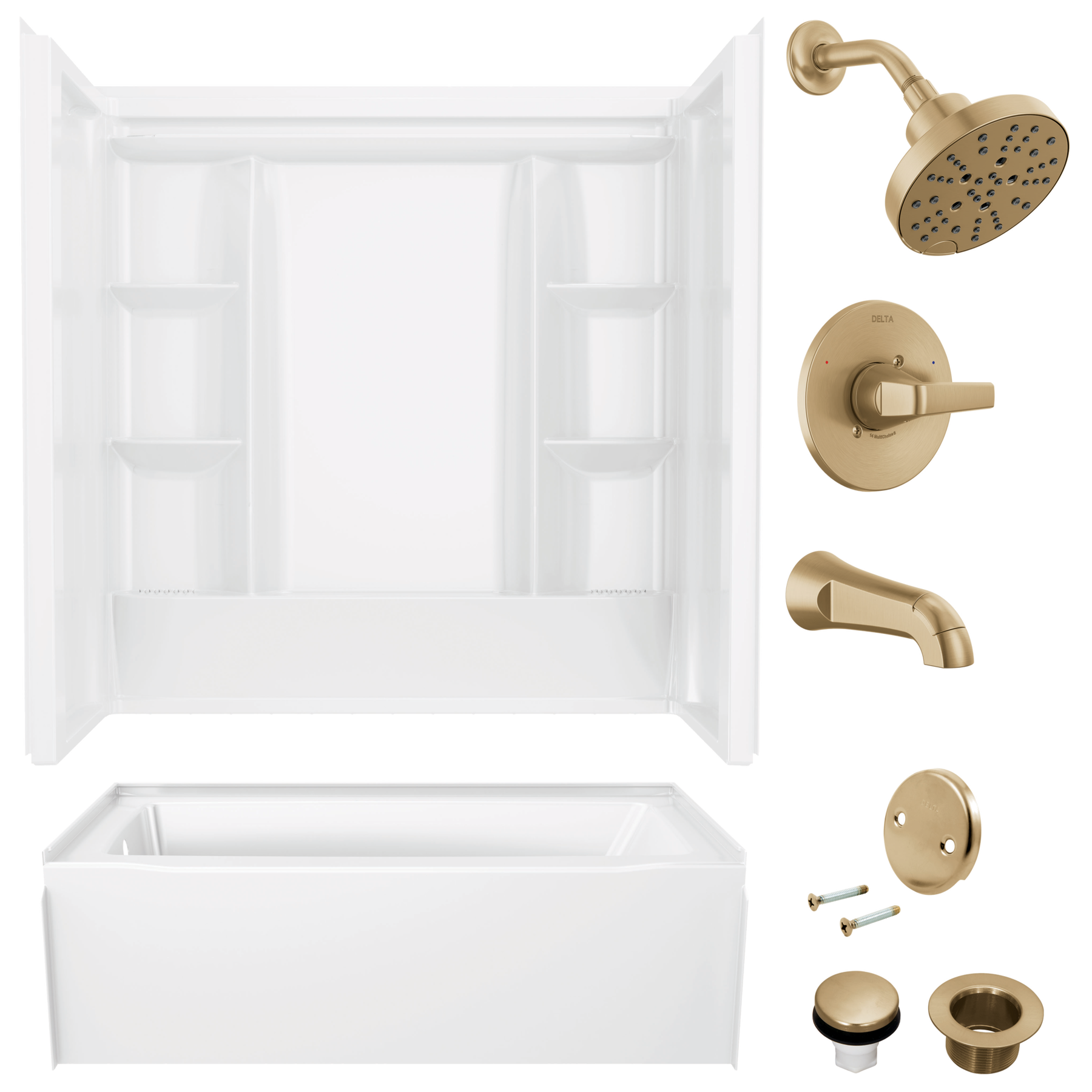 60x32 Alcove Bathtub Bundle with Trim, Drain and Overflow - Left Drain