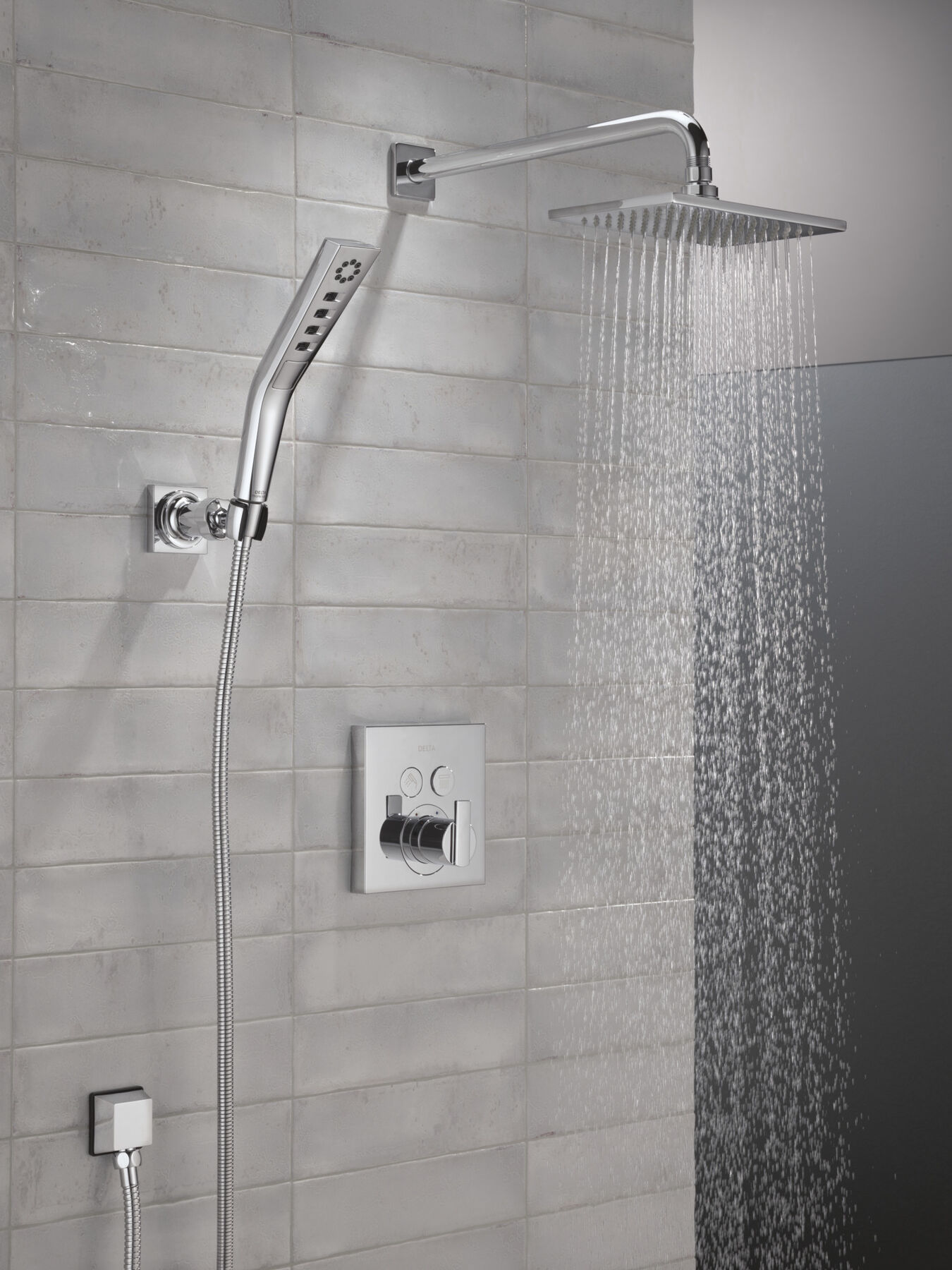 Angular Modern Push-Button Shower