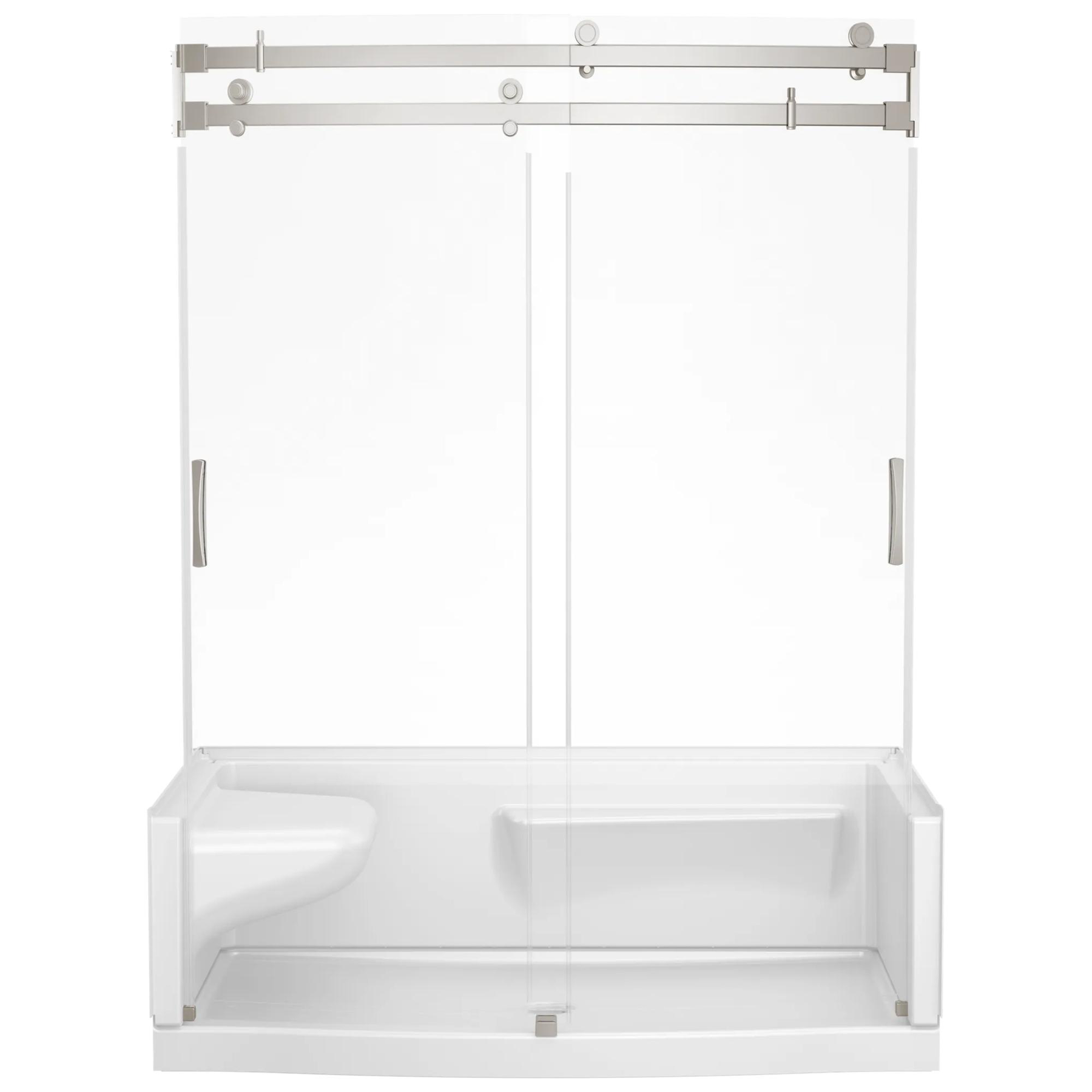 60x32 Alcove Shower Base with Door Bundle - Left Seat Center Drain Curve