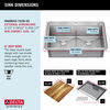 33” Workstation Drop-In Top Mount Double Bowl 16 Gauge Stainless Steel Kitchen Sink with WorkFlow™ Ledge and Accessories