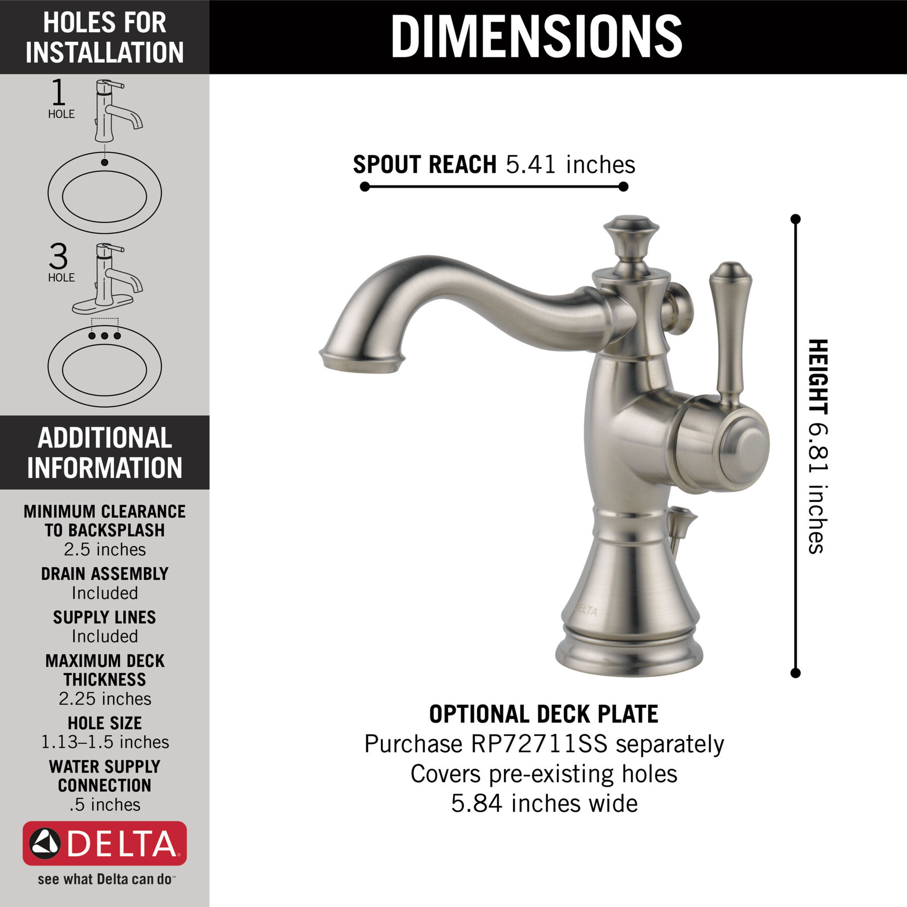 Single Handle Bathroom Faucet (Recertified)