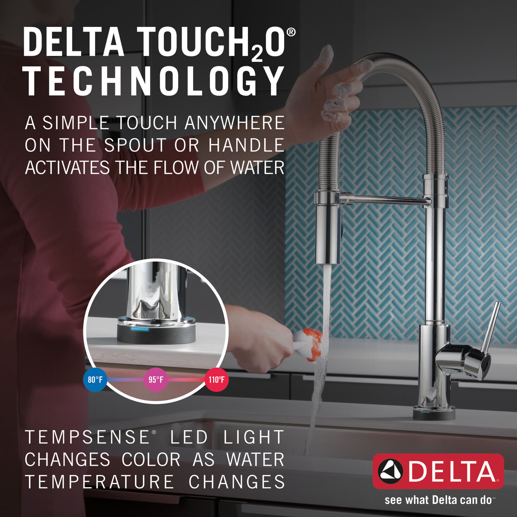 Single-Handle Pull-Down Spring Kitchen Faucet with Touch<sub>2</sub>O® Technology (Recertified), image 8